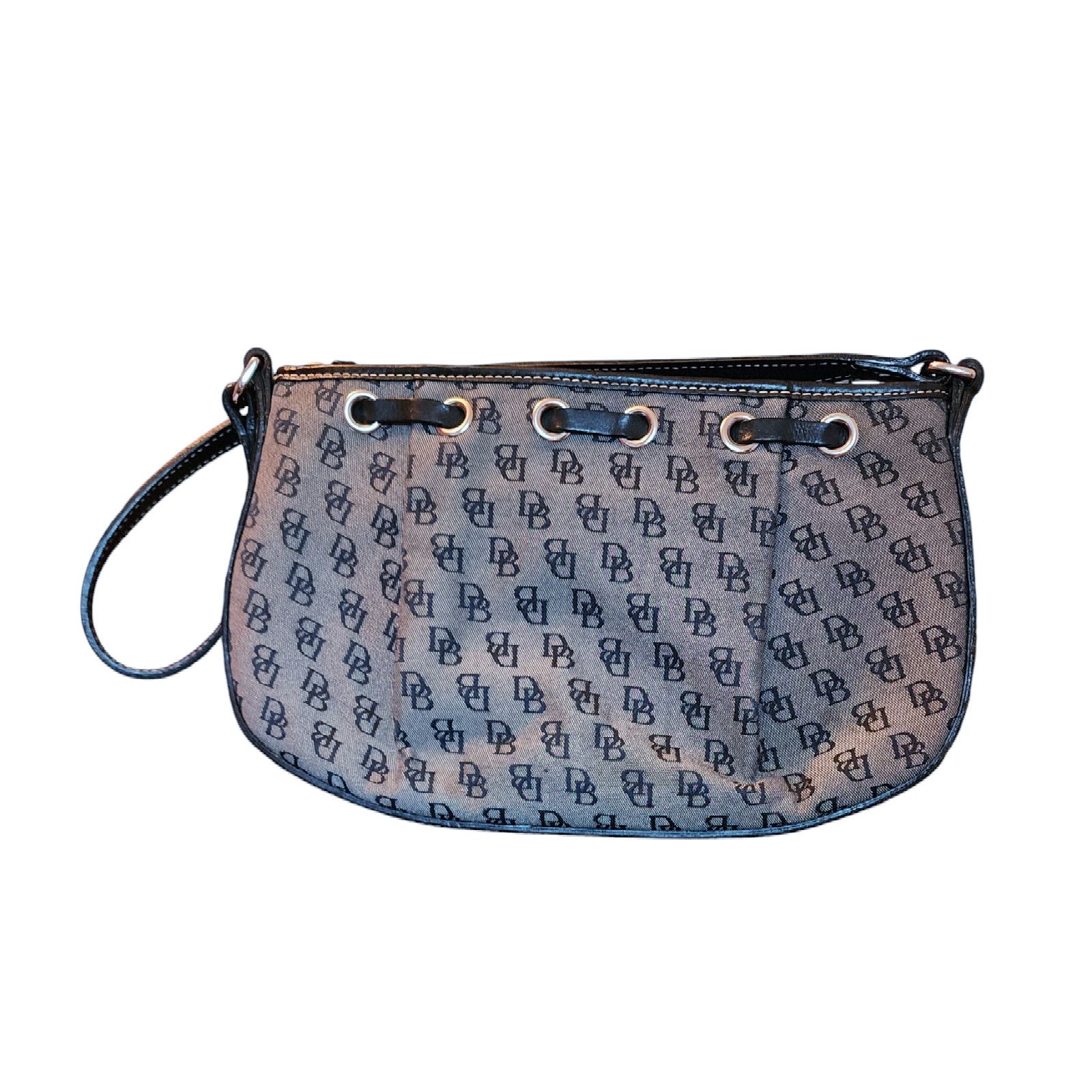 Dooney & Bourke Dooney & Bourke Grey Black Canvas Leather Trim Shoulder Bag Size ONE SIZE - 3 Thumbnail