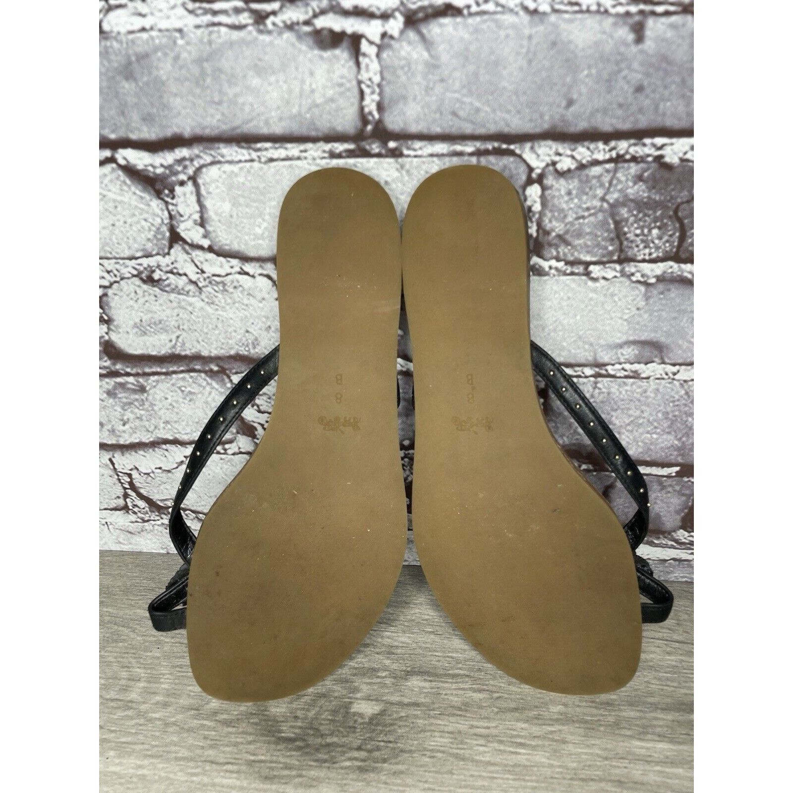 Coach Coach New York DENI Black Leather Feather Thong Flat Sandals Size US 8 / IT 38 - 9 Thumbnail
