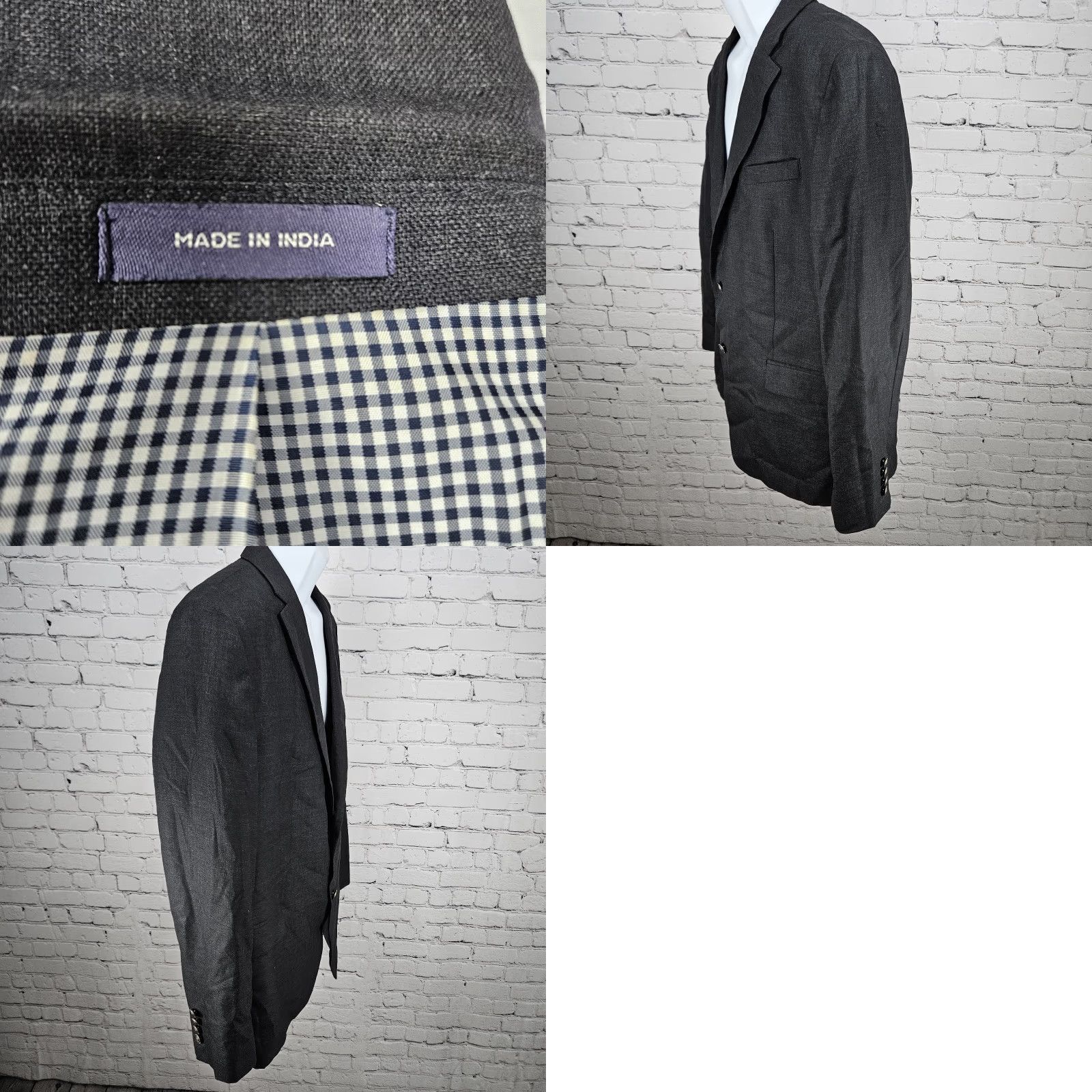 Stafford Stafford Grey 100% Wool 2 Button Single Vented Notch Blazer Sport Coat 46R Mens Jacket Size 46R - 10 Thumbnail