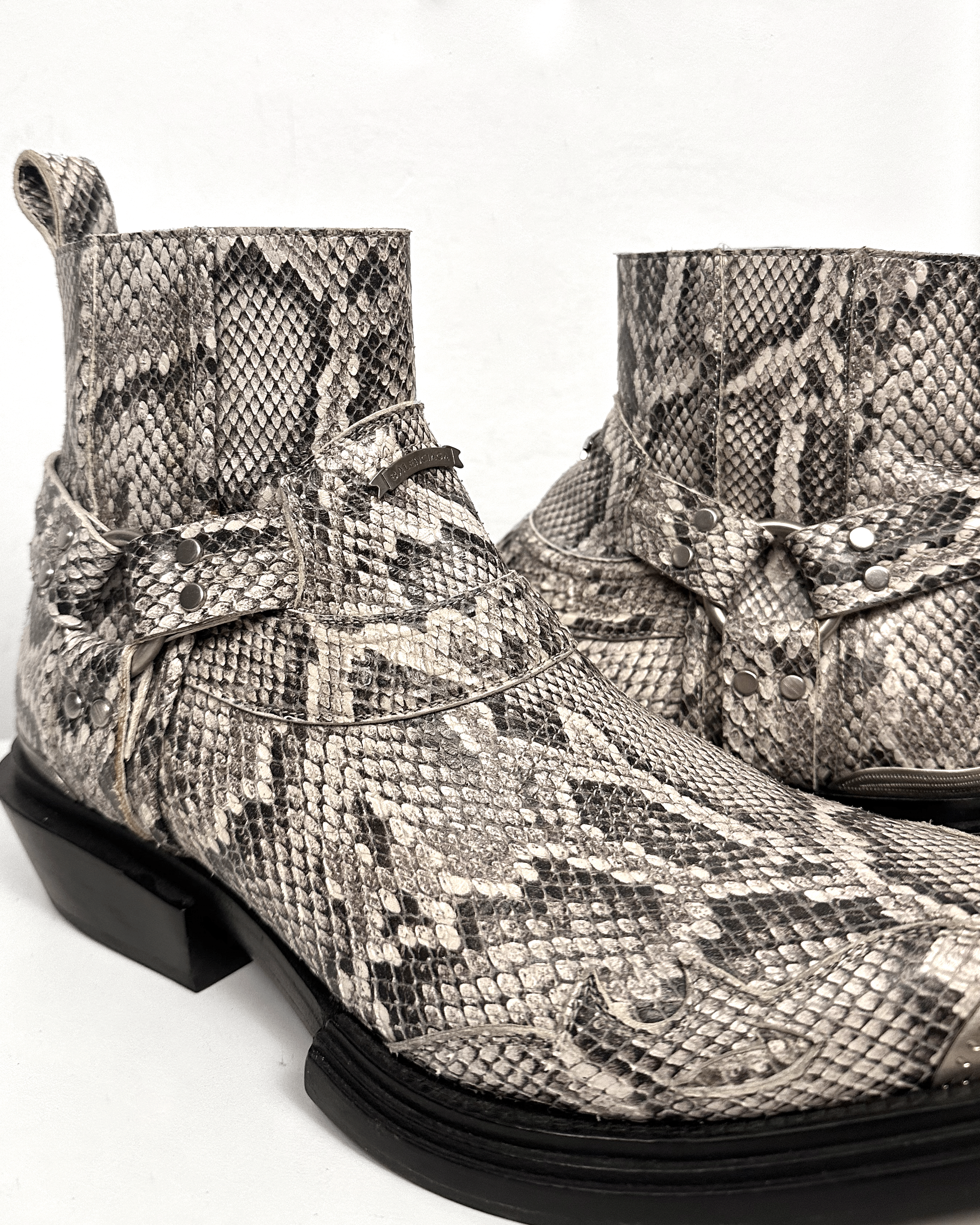 Balenciaga Balenciaga Santiag Snakeskin Metal Toe Harness Cowboy Boots Size US 10 / EU 43 - 9 Thumbnail