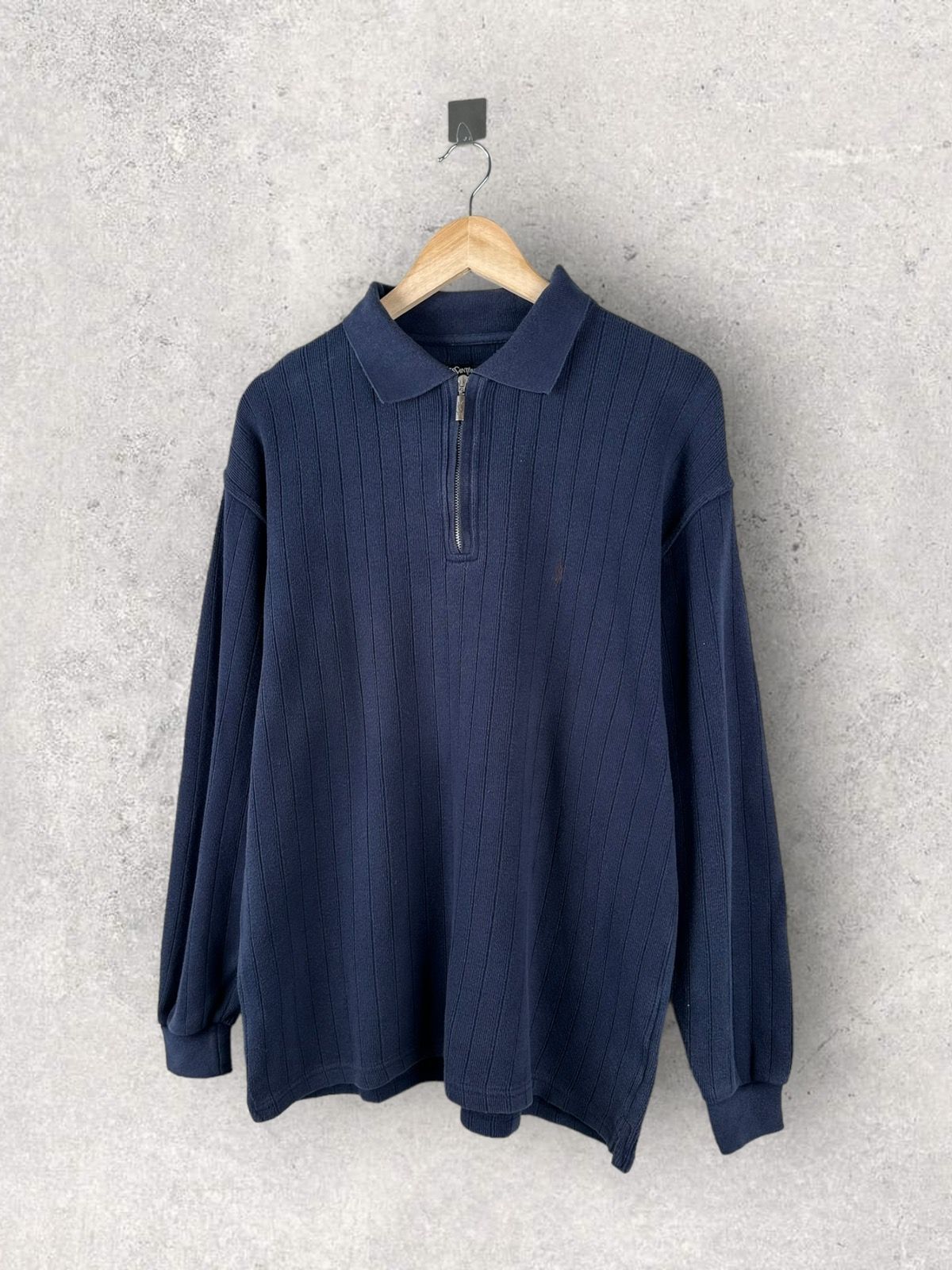 Pre-owned Vintage X Ysl Pour Homme Vintage 90's Yves Saint Laurent 1/4 Zip Sweater Ysl In Navy