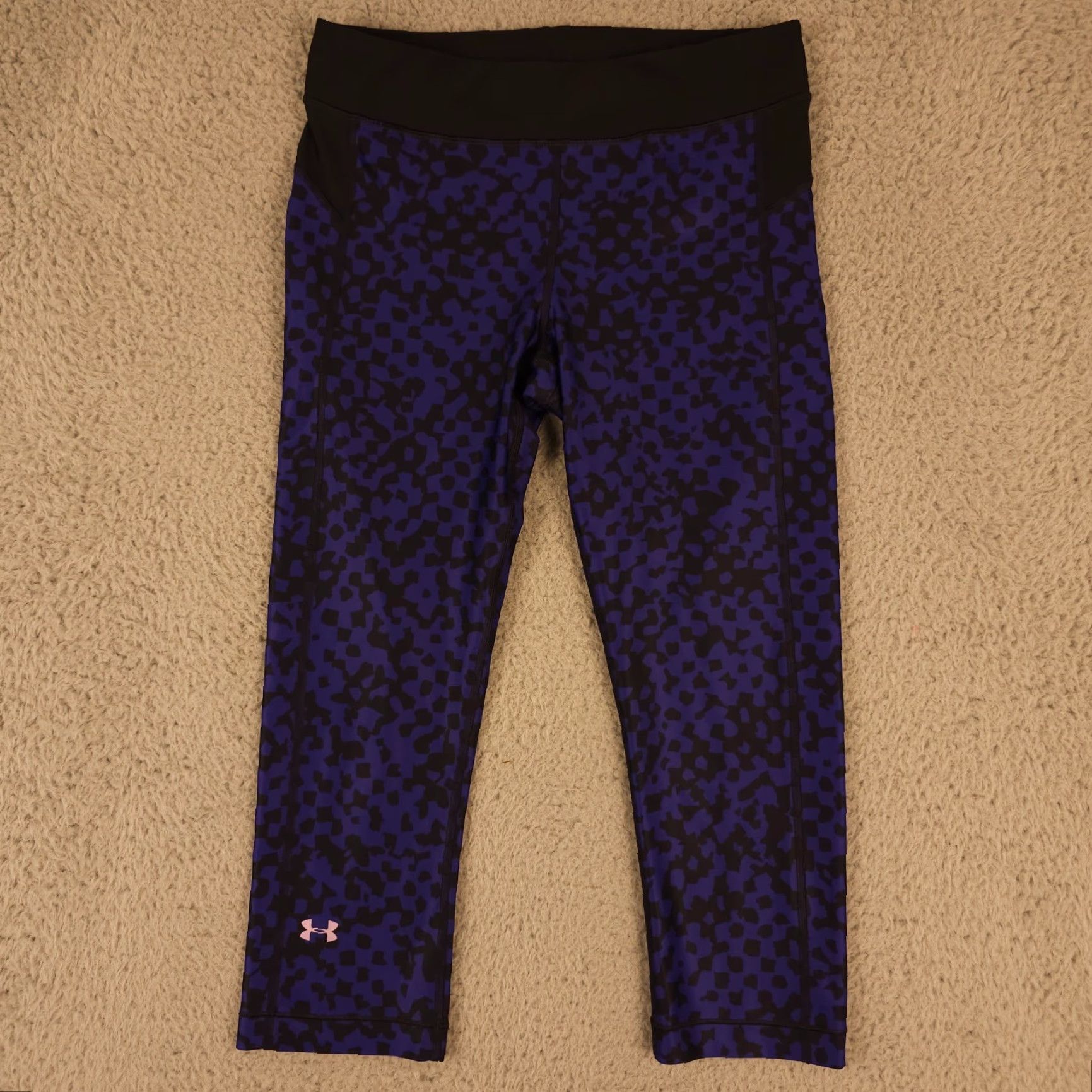 Under Armour Under Armour Leggings Womens Medium Blue Black HeatGear Compression Capri Active Size 32" / US 10 / IT 46 - 2 Thumbnail