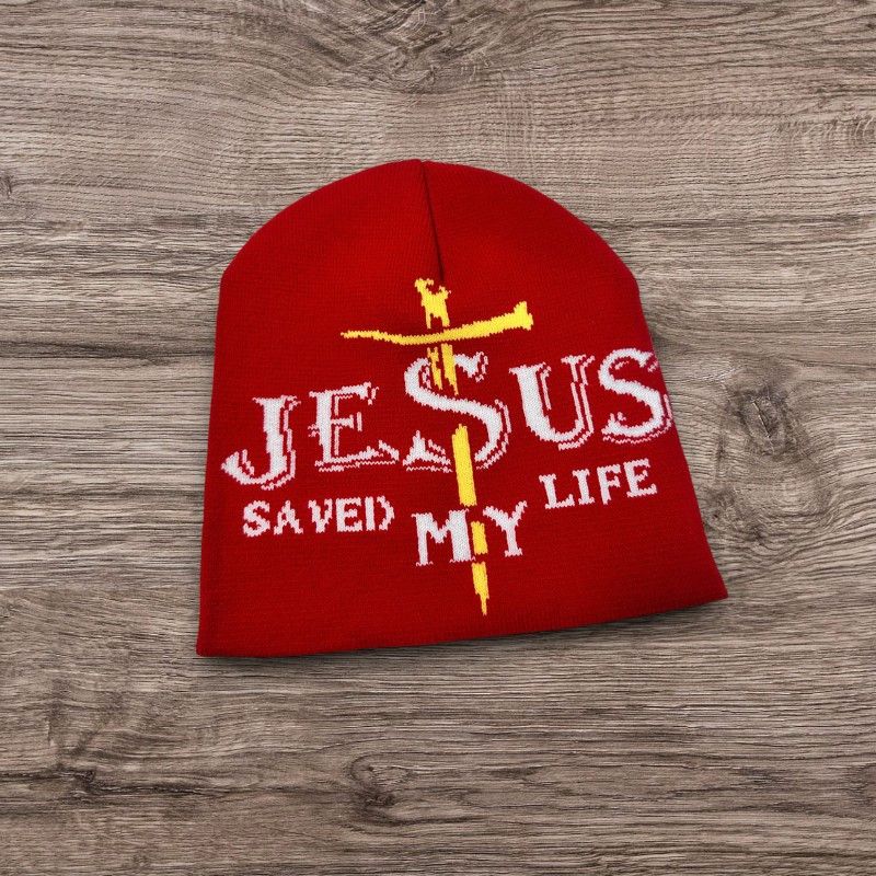 The Unbranded Brand Punk Opium Y2K ALT Grunge Jesus Beanie | Skater Red Hat Size ONE SIZE - 1 Preview