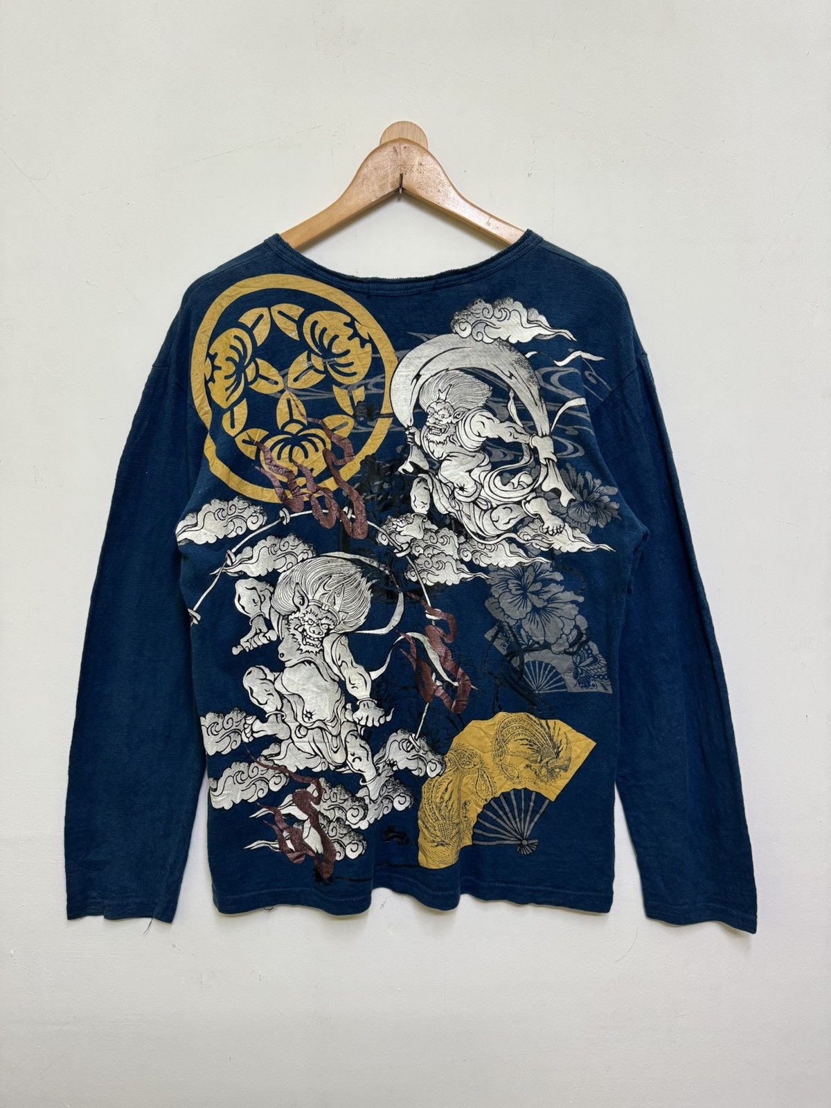 Japanese Brand Japanese Graphic Japanese God of Wind Faded Long Sleeve Size US M / EU 48-50 / 2 - 2 Thumbnail
