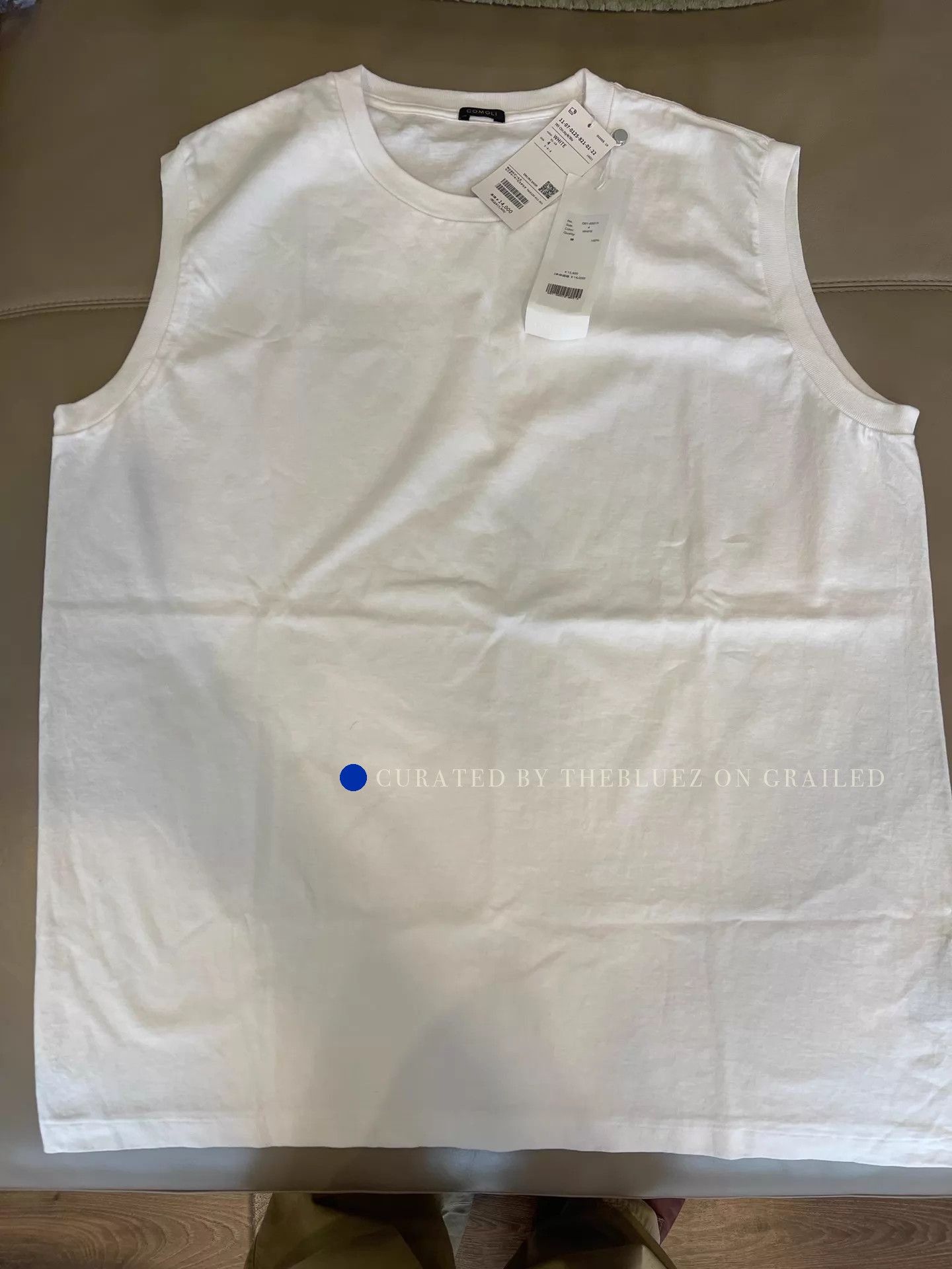 Comoli Classic White Pleated Cotton Tank Top Size US XL / EU 56 / 4 - 1 Thumbnail