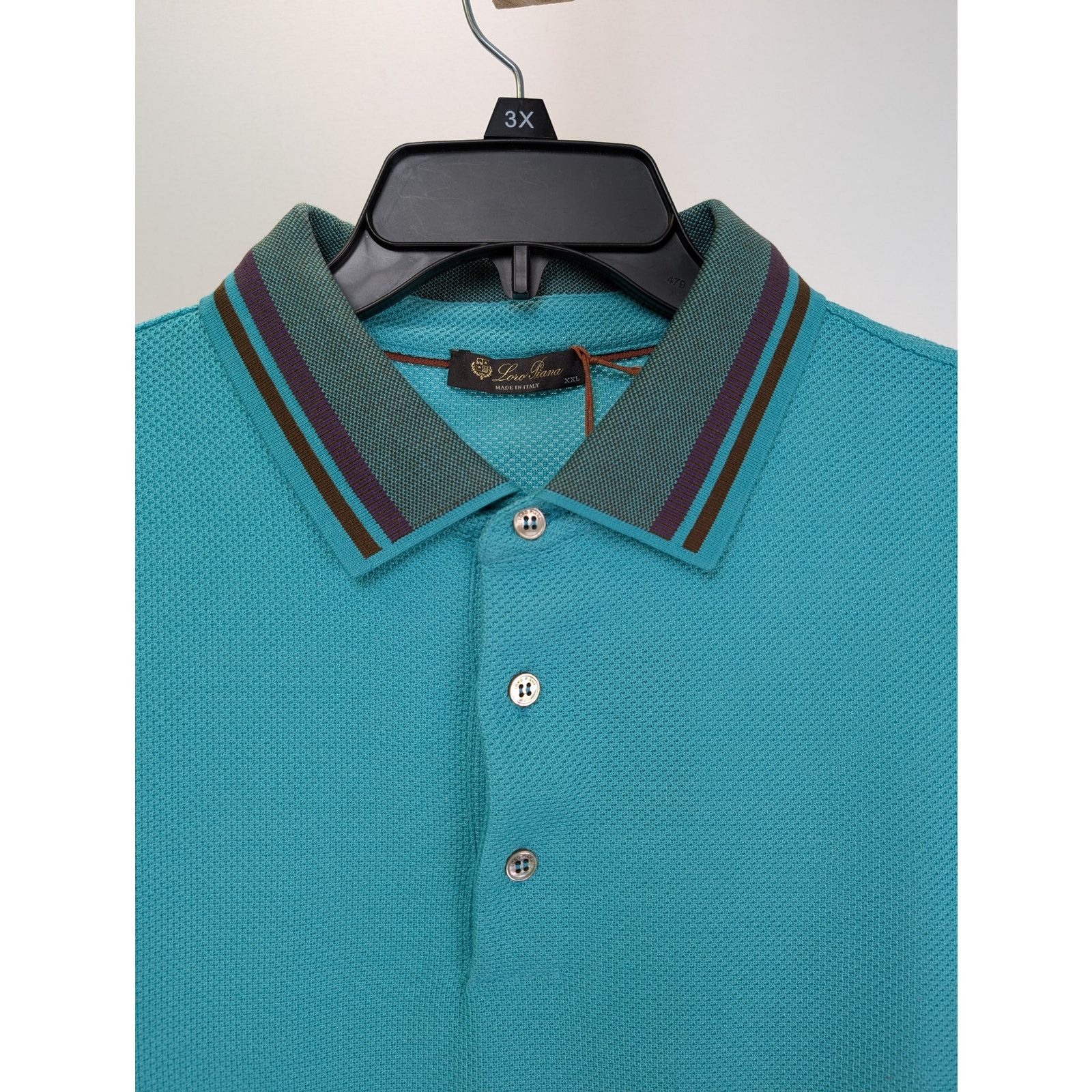 Loro Piana o1rshd1 Polo MM Cambria Pique in Sky Blue Size US XXL / EU 58 / 5 - 5 Thumbnail