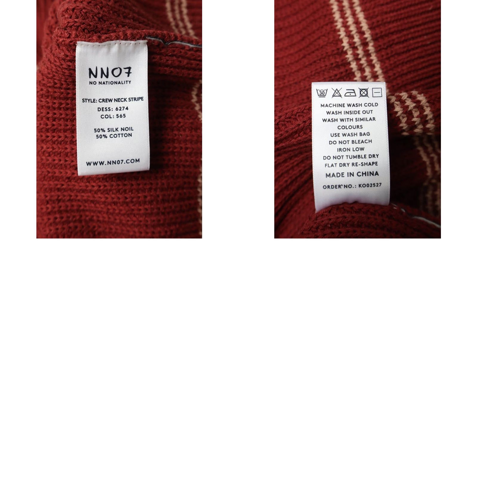 Vintage No Nationality NN.07 Jumper Men's 2XL Burgundy Stripe Crew Neck Silk Noil Blend Size US XXL / EU 58 / 5 - 8 Thumbnail