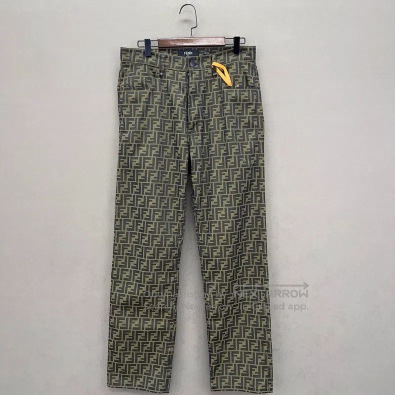 Fendi Fendi Brown Logo Full Print Pocket Straight Jeans Size US 32 / EU 48 - 1 Thumbnail