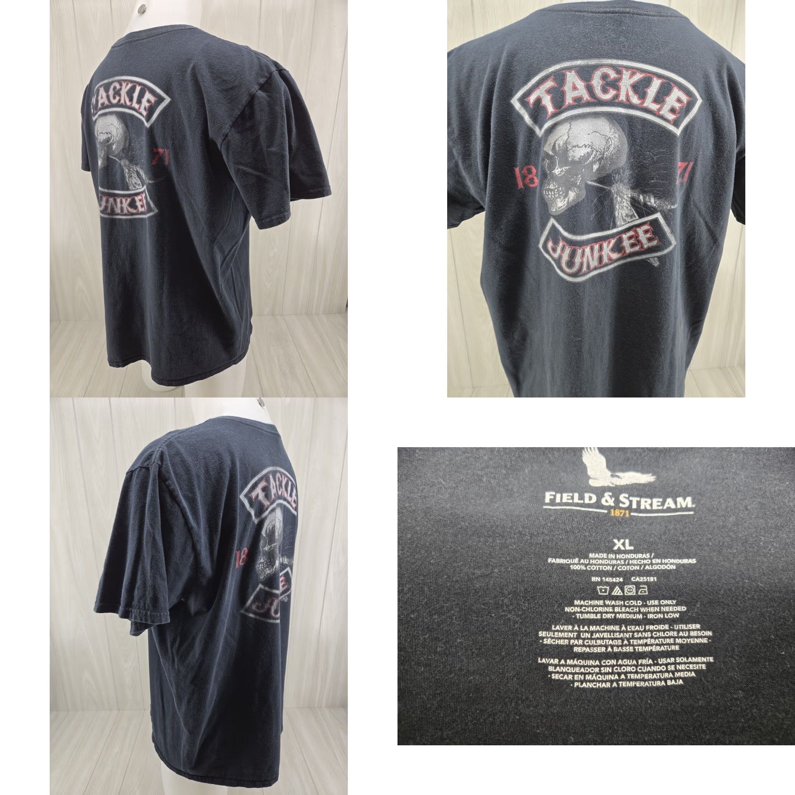 Vintage Field & Stream Fishing Mens XL Black Short Sleeve T Shirt Tackle Junkee Size US XL / EU 56 / 4 - 8 Thumbnail