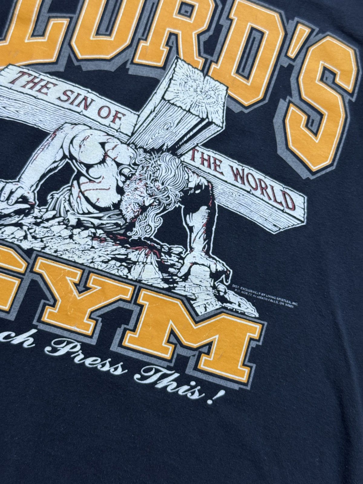 Vintage *RARE* VINTAGE 1990 90s LORD’S GYM GOD BODYBUILDING T-SHIRT Size US XL / EU 56 / 4 - 2 Thumbnail
