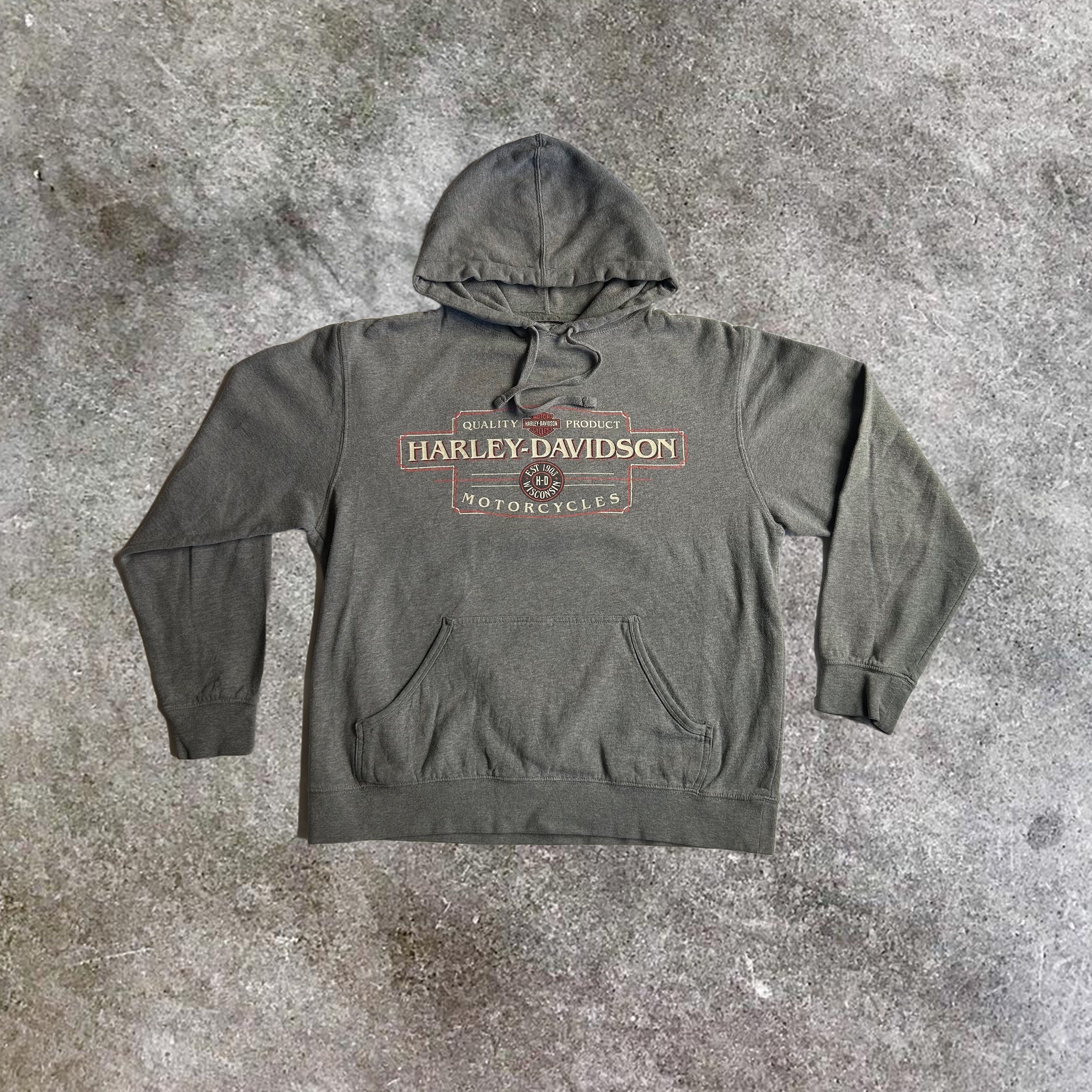 Y2K Vintage Harley-Davidson Grey Hoodie (L)