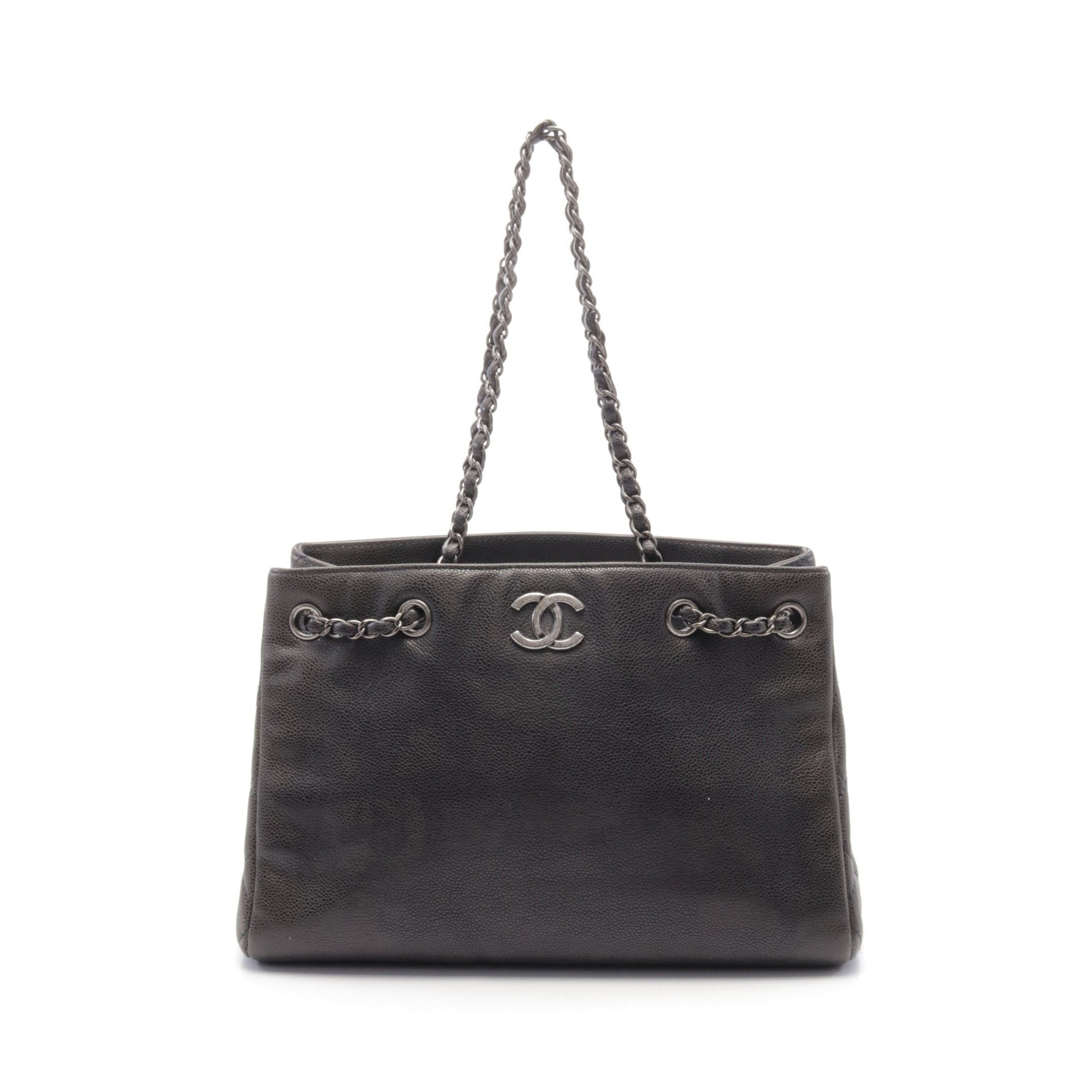 Chanel Chanel Coco Mark Chain Shoulder Bag Tote Caviar Skin Dark Gray Antique Silver Hardware Size ONE SIZE - 1 Thumbnail