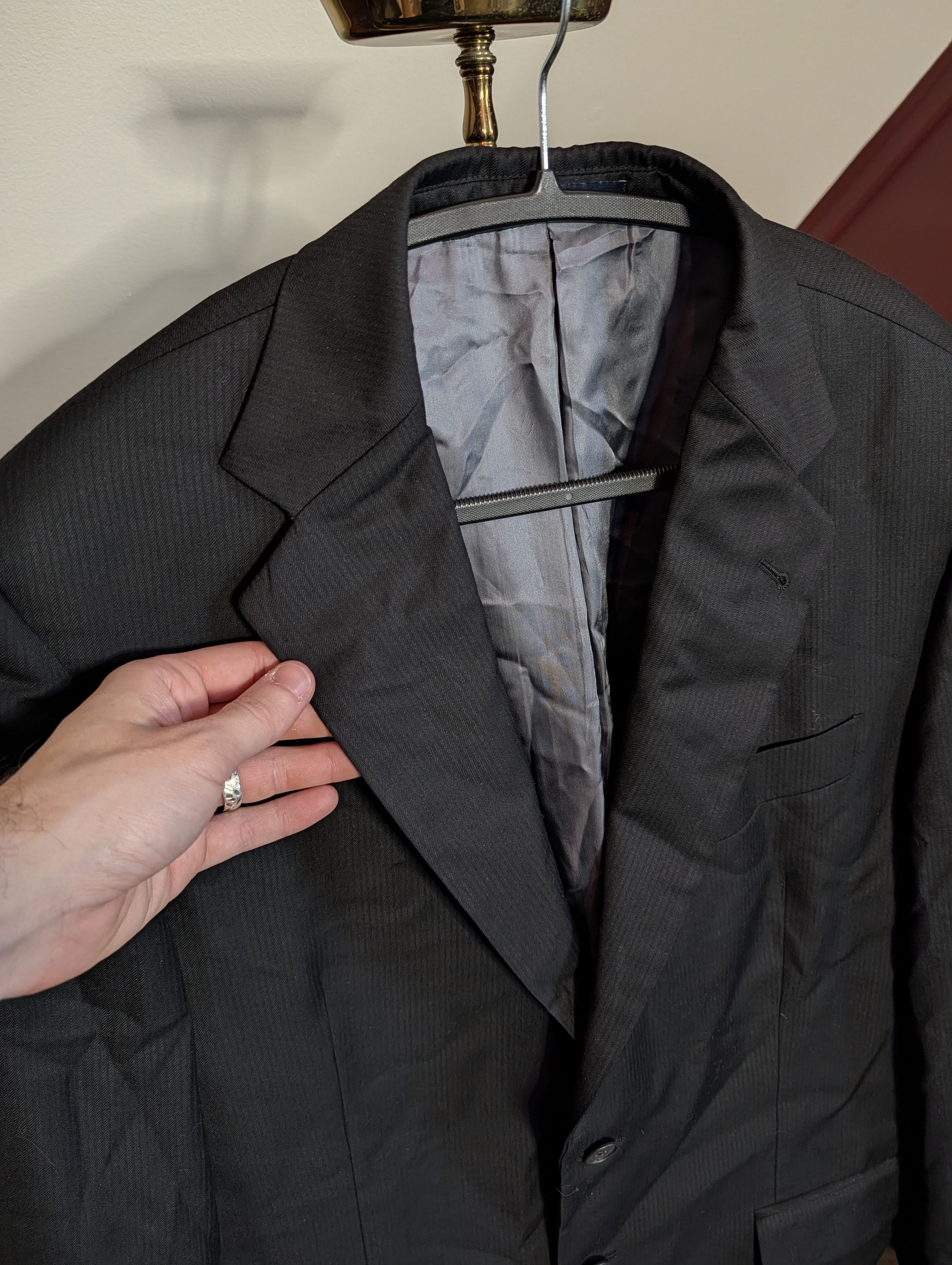 Joseph Abboud Loro Piana Super 120s wool black striped jacket MiUSA Size 40R - 2 Thumbnail