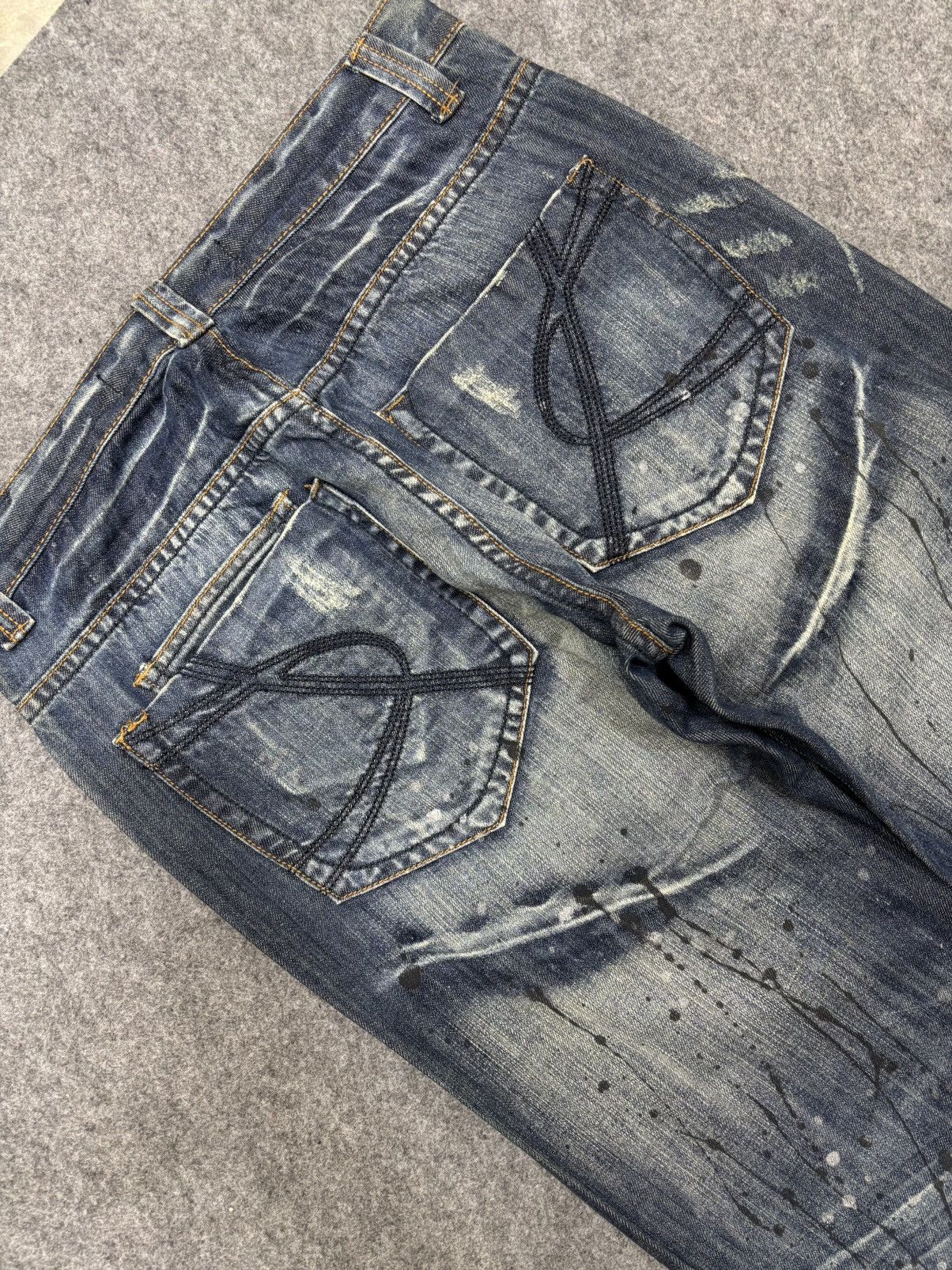 Japanese Brand Sick punk ministry PatchWork Japan Paint Splatter Denim F672 Size US 31 - 21 Thumbnail