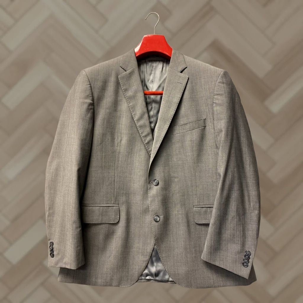 Peter Millar Peter Millar Crown Crafted Blazer Jacket Men’s 44S Gray Herringbone Wool Sport Coat Notch Lapel Two-Button Front Regular Fit Casual Mens Size 44R - 1 Thumbnail