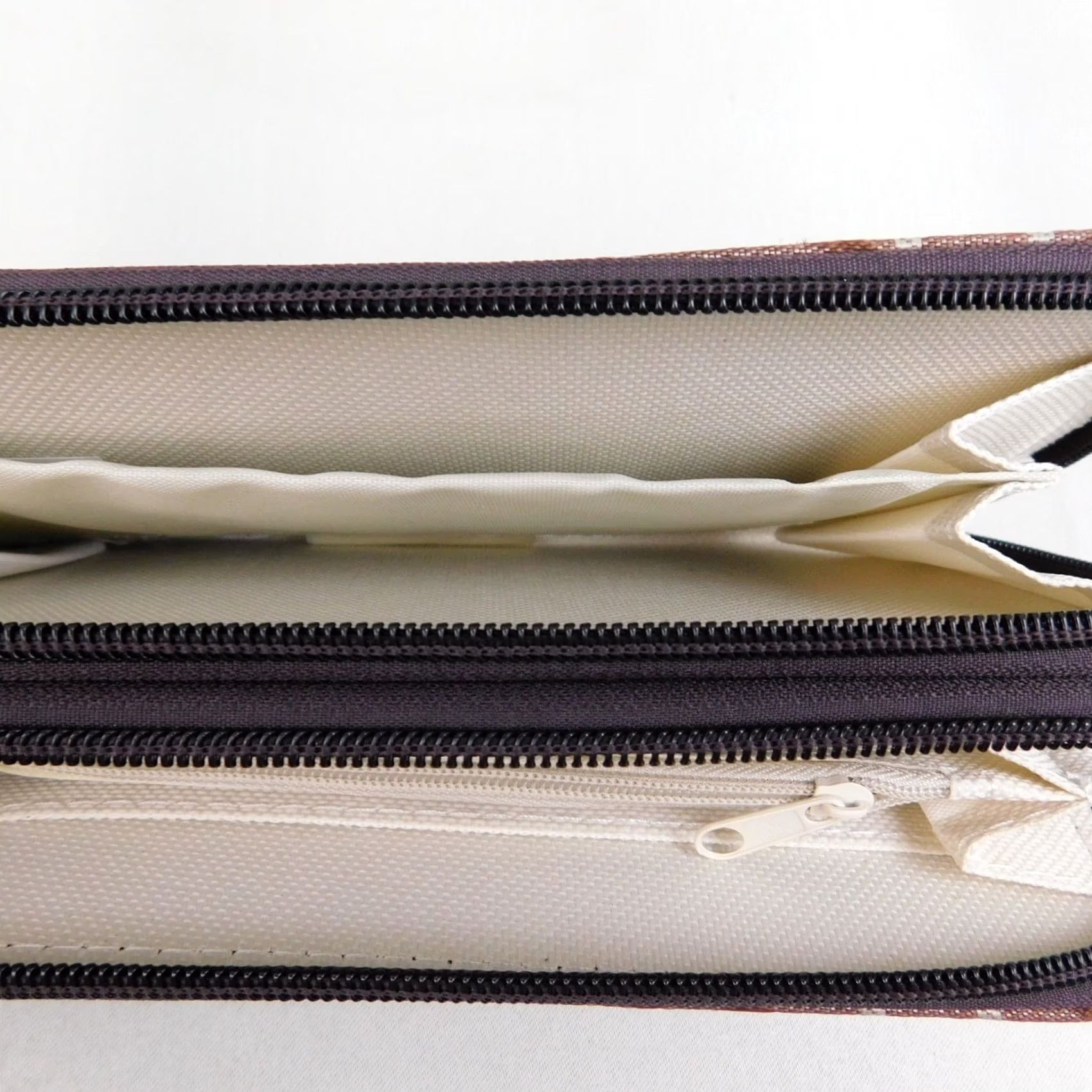Doublet VINTAGE Nylon Patterned Double Zip-Around Wristlet Clutch Wallet Brown 7.5" x 4" Womens Wallet Zip-Around Patterned Geometric Strap Zipper Card Slots Size ONE SIZE - 7 Thumbnail