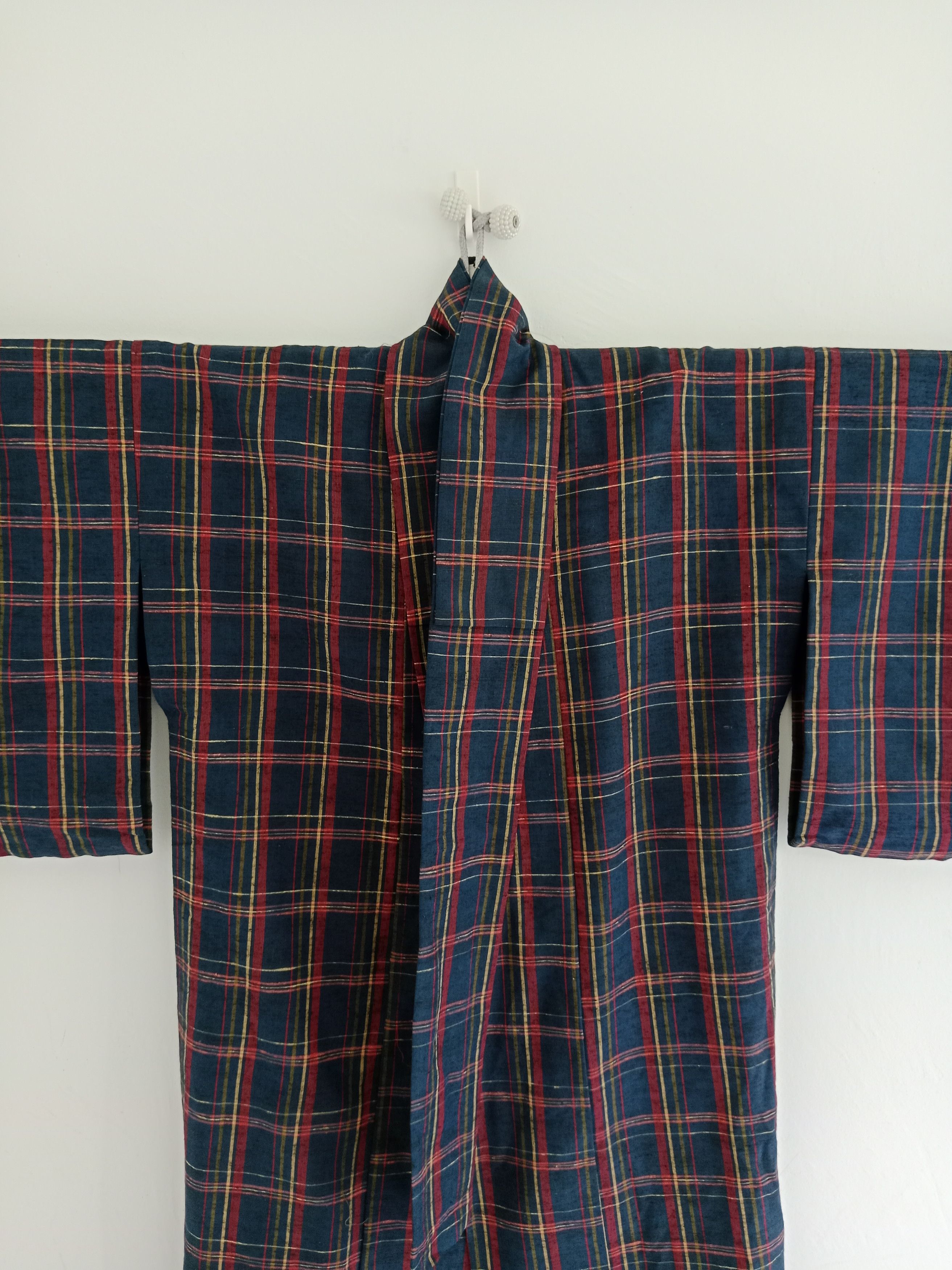 Japanese Brand Vintage Yukata Kimono Plaid Motif Cotton Kimono Robe Size US L / EU 52-54 / 3 - 5 Thumbnail