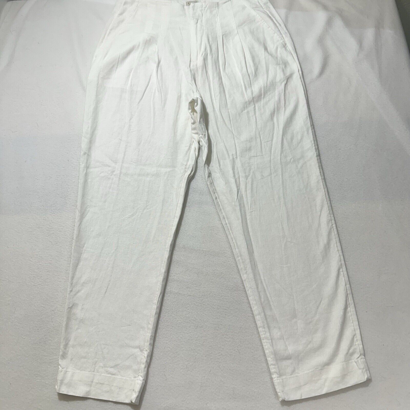 Other A New Day 8 High Rise Linen Blend Tapered Ankle Pants White Size 30" / US 8 / IT 44 - 2 Thumbnail