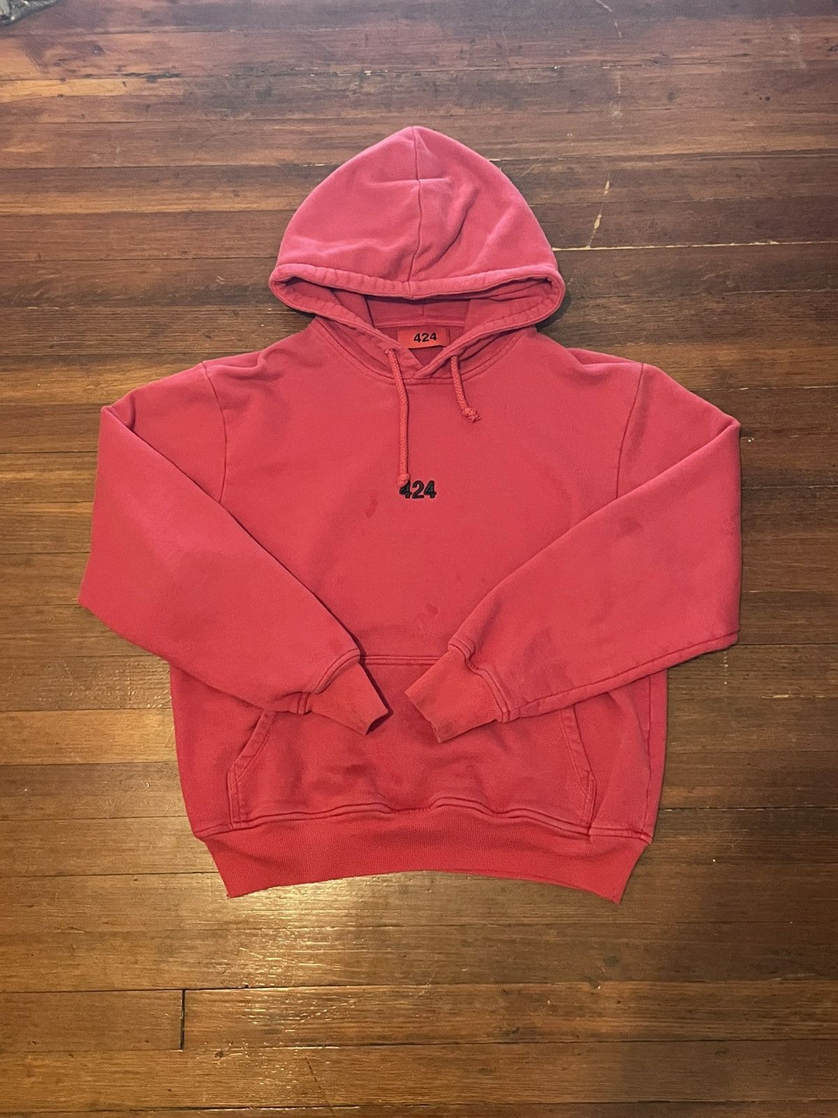 image of Old Vintage Designer 424 On Fairfax Hoodie in Red, Men's (Size Medium)