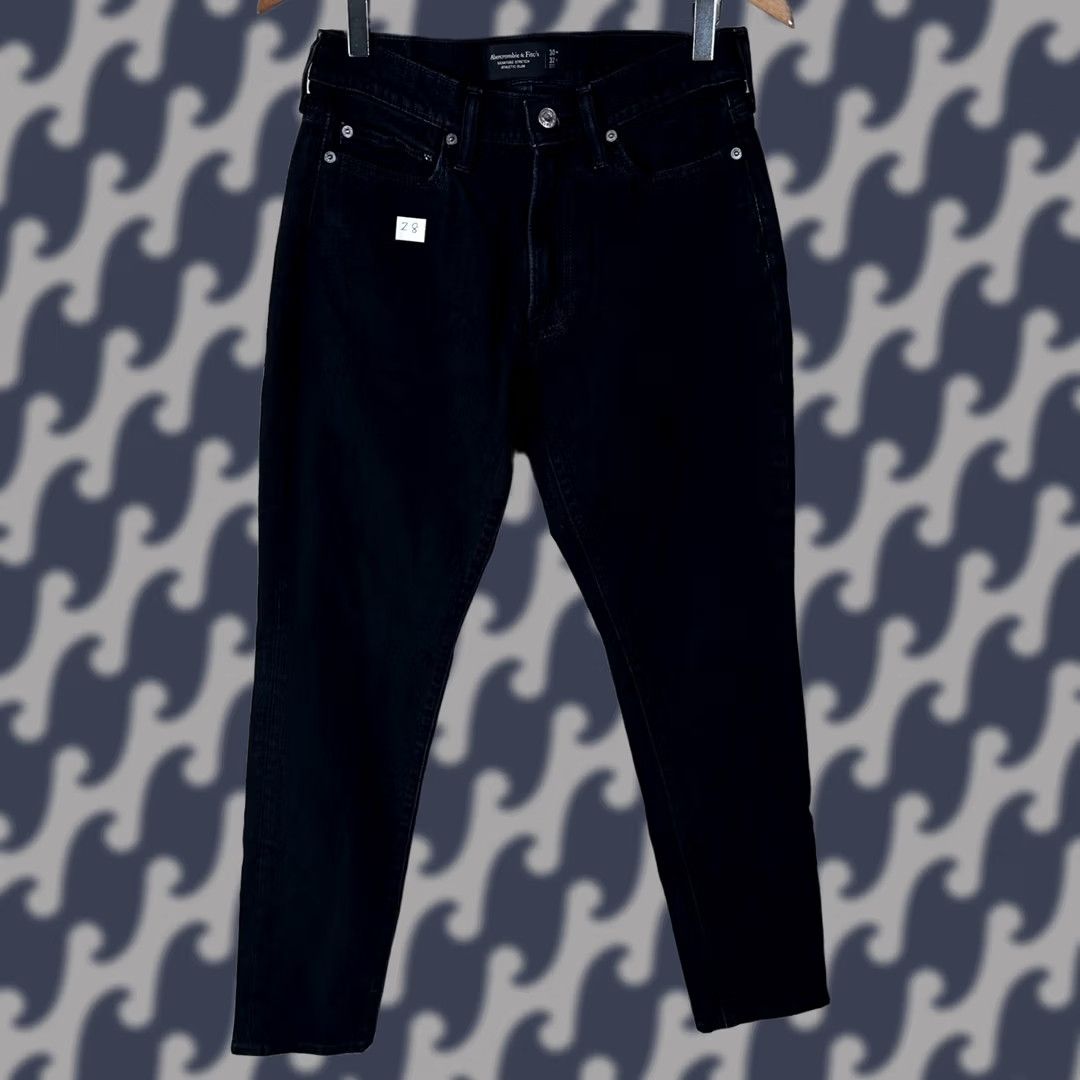 Abercrombie & Fitch Abercrombie & Fitch Athletic Slim Signature Stretch Jeans Black Mens 30x32 Size US 30 / EU 46 - 1 Thumbnail