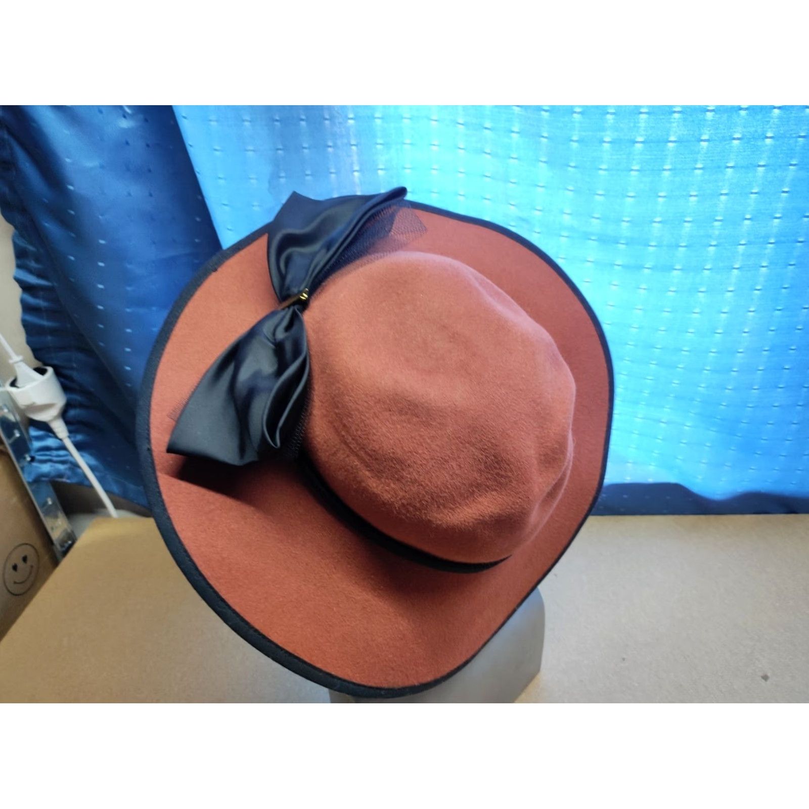 Vintage TONAK Womens Wide Brim Hat Sun Size 55 Brown Vintage Rabbit Hair Bow Straw Sun Hat Womens 55 Brown Vintage Tonak Size ONE SIZE - 6 Thumbnail