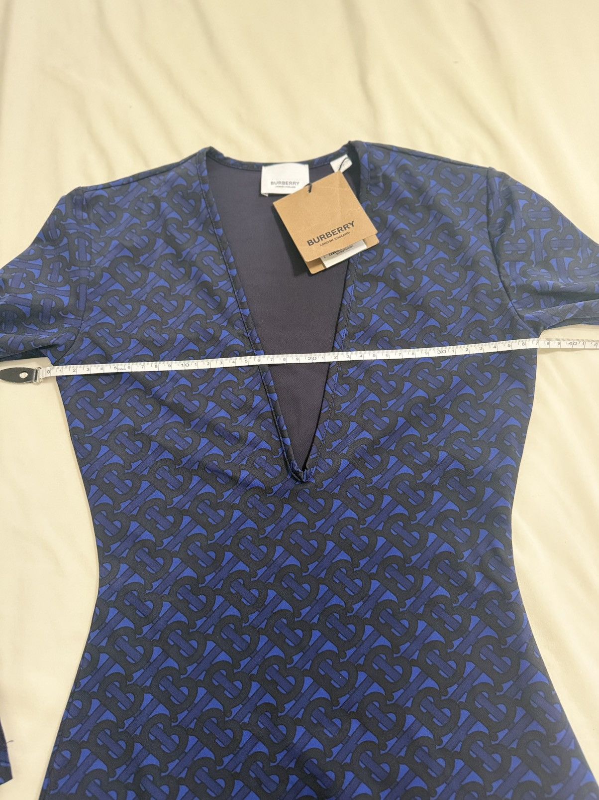 Burberry NWT Burberry TB Monogram plunging neckline Bodysuit in XS Size XS / US 0-2 / IT 36-38 - 9 Thumbnail