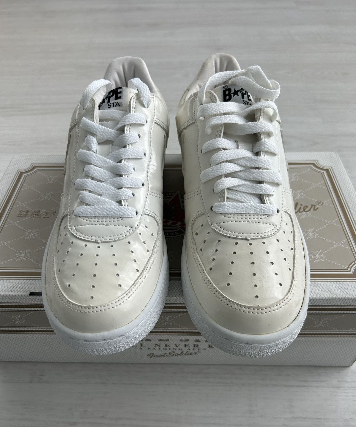 Bape VERY RARE OG 2001 A BATHING APE 1ST PATENT LEATHER BAPESTA Size US 9 / EU 42 - 6 Thumbnail