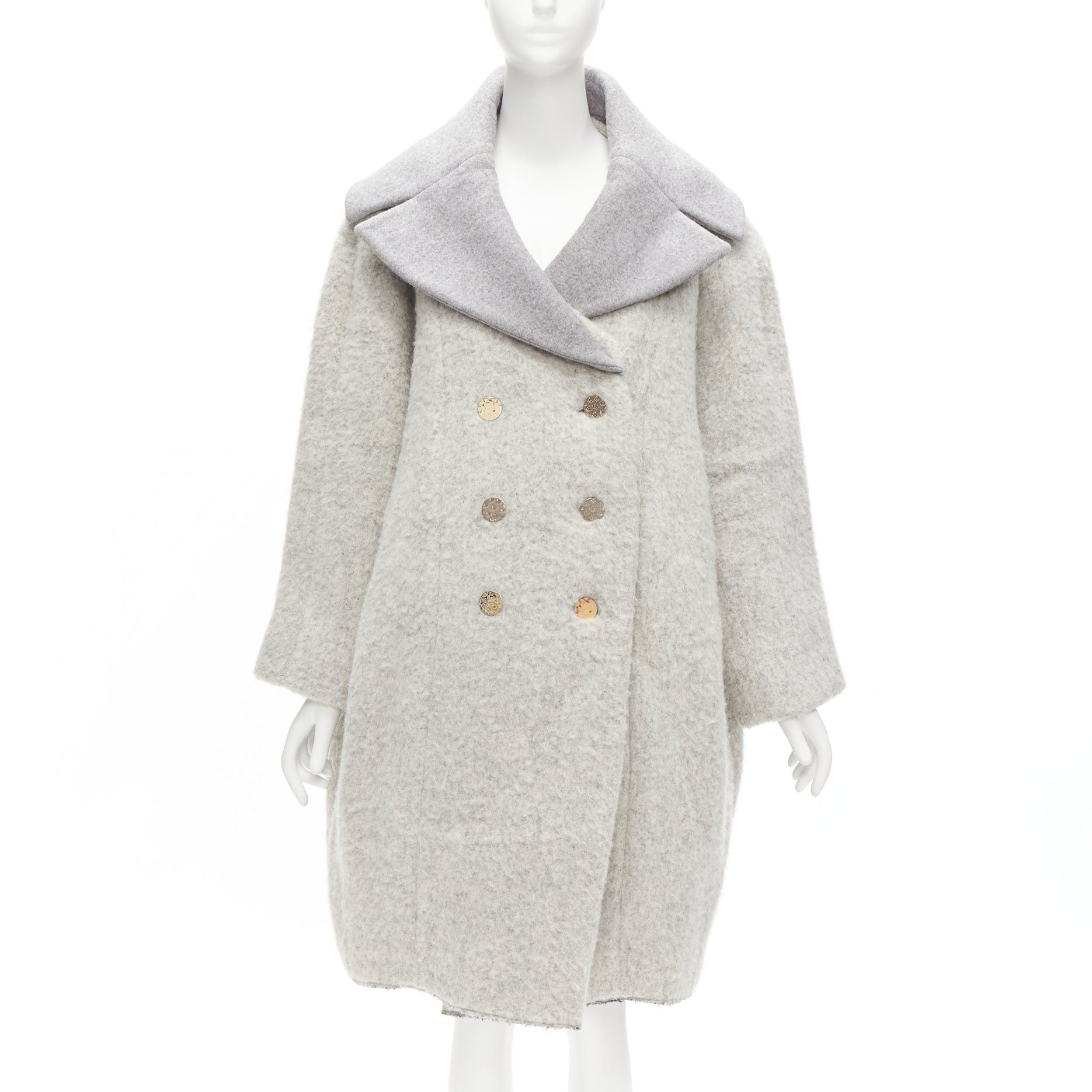 Celine OLD CELINE Phoebe Philo 2013 Runway grey wool alpaca cocoon coat FR38 M Size M / US 6-8 / IT 42-44 - 1 Thumbnail