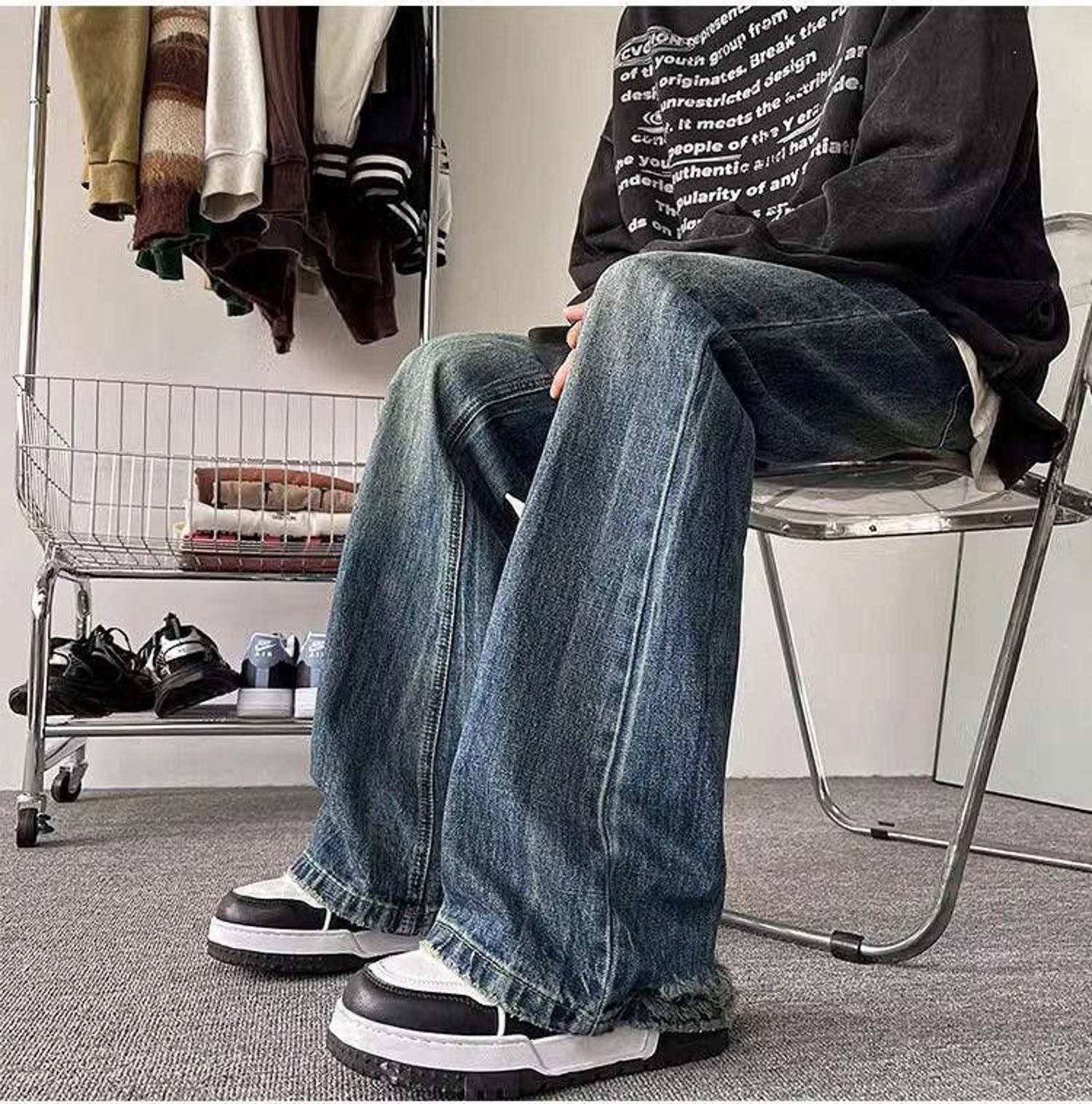 Jean × Vintage Straight Leg Wide Leg Denim Jeans Size US 32 / EU 48 - 8 Thumbnail
