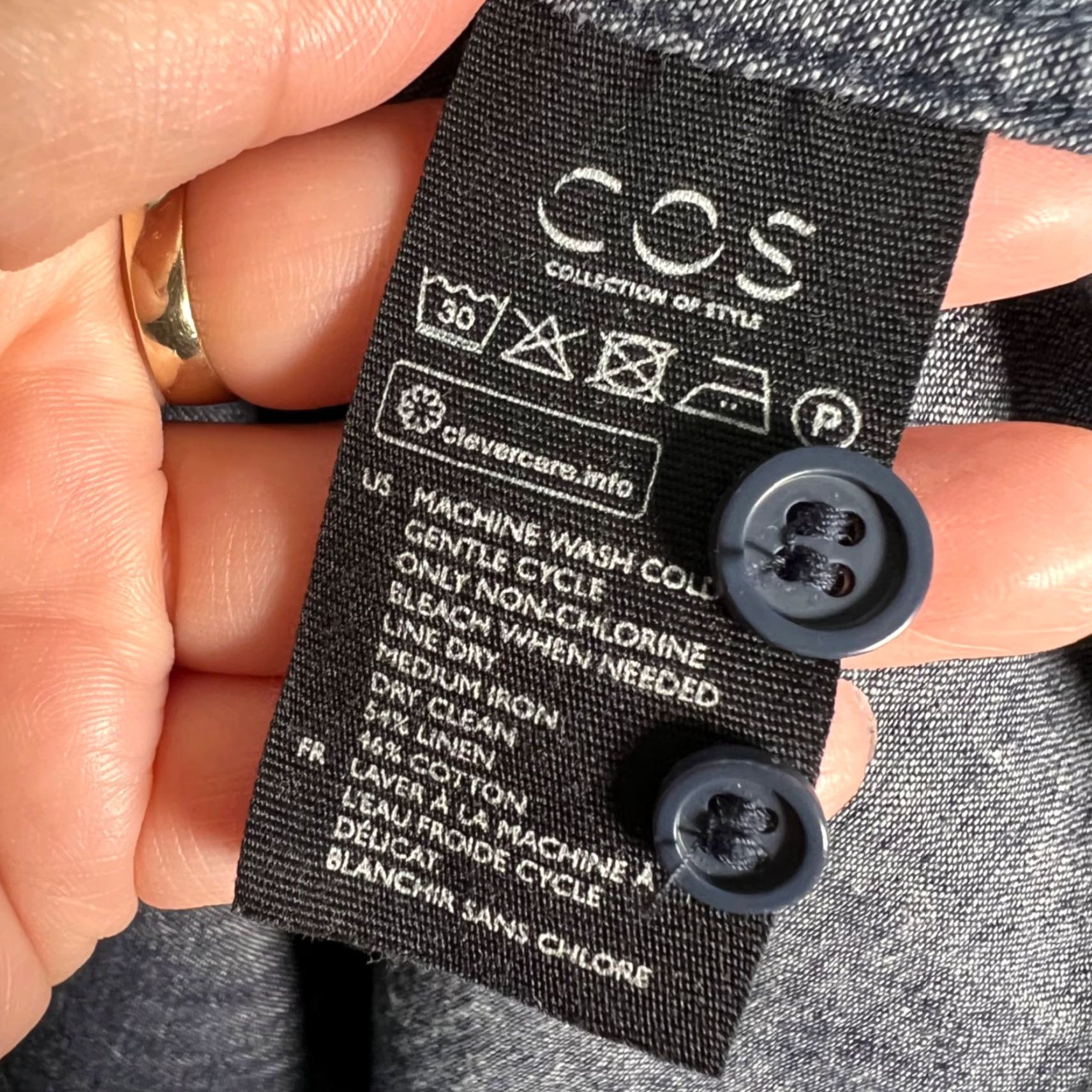 Cos COS Shirt Mens M Blue Chambray Cotton-Linen Button-Up Long Sleeve Casual Size US M / EU 48-50 / 2 - 4 Thumbnail