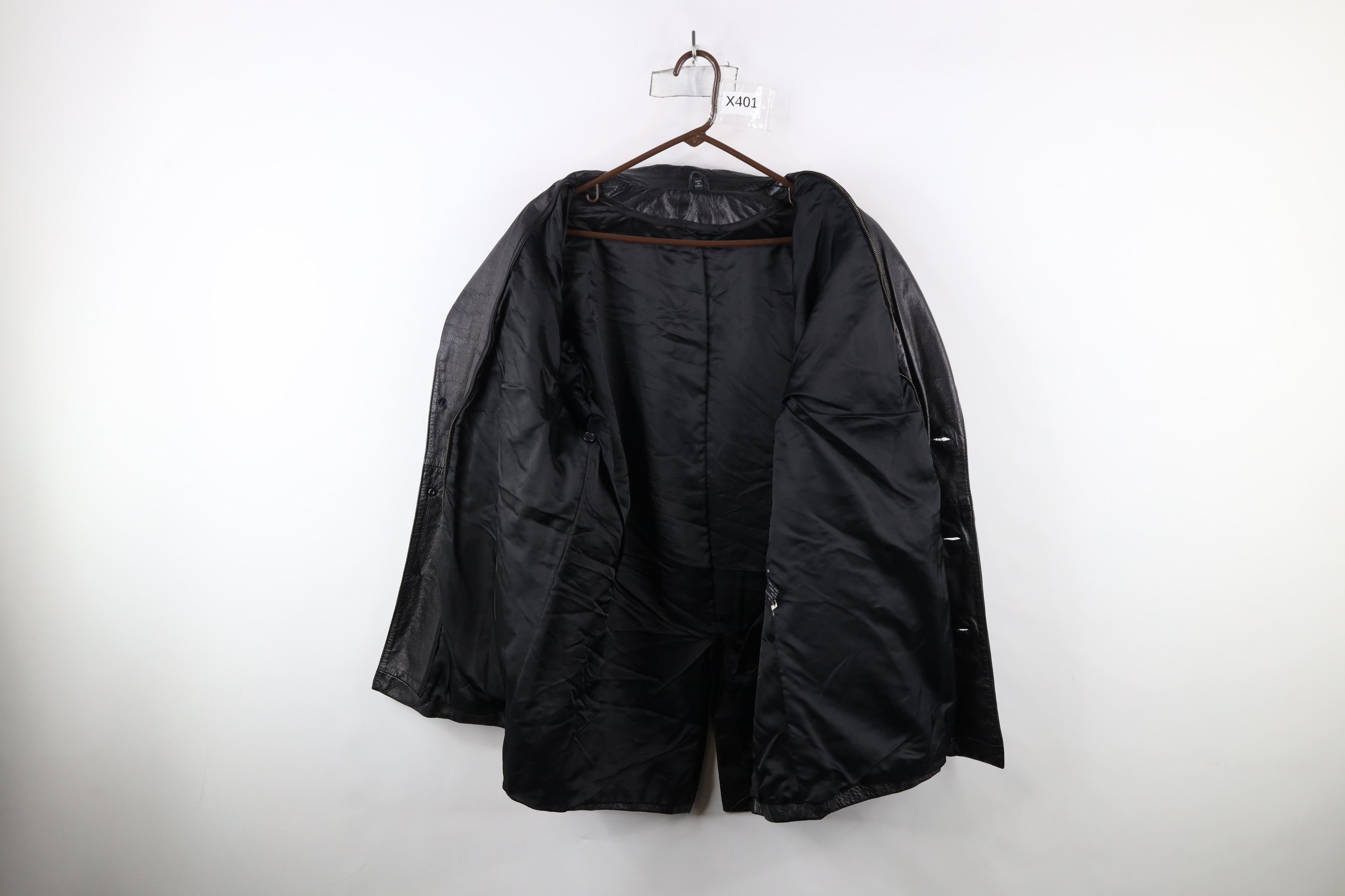 Vintage Vintage 90s Streetwear Leather Full Button Jacket Black Size US M / EU 48-50 / 2 - 9 Thumbnail