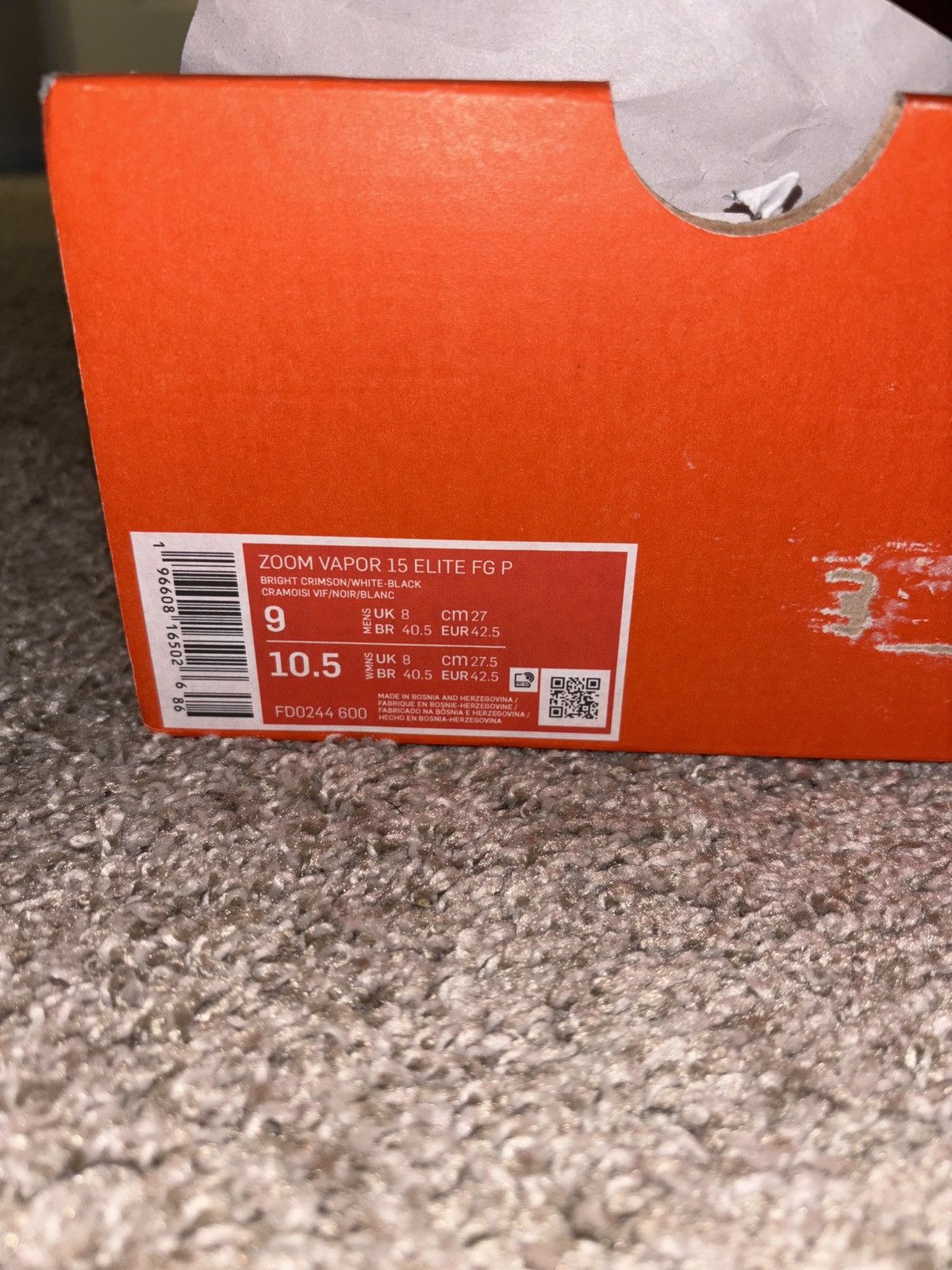 Nike Zoom Vapor 15 Elite FG (Bright Crimson/White) Size US 9 / EU 42 - 3 Thumbnail