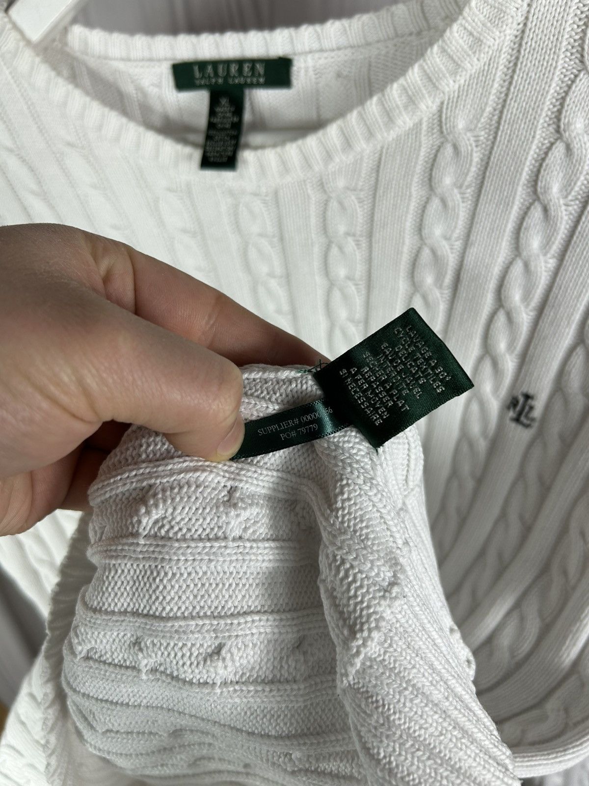 Lauren Ralph Lauren Lauren Ralph Lauren Cable Knit Hype White Sweater Size XL Size XL / US 12-14 / IT 48-50 - 8 Thumbnail