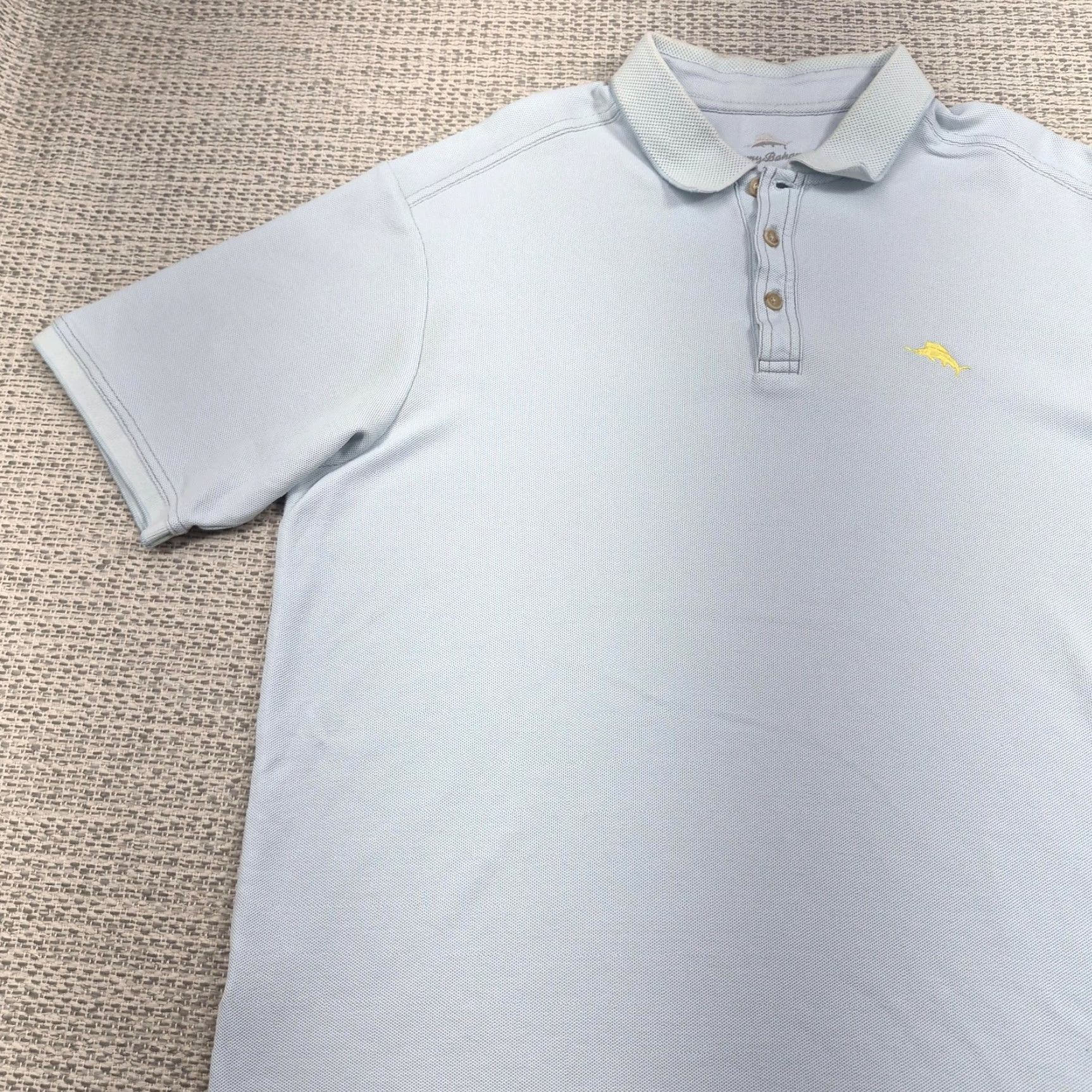 Tommy Bahama Tommy Bahama Relax Polo Shirt Mens XL Blue Solid Pique Knit Short Sleeve Golf Polo Shirt Relaxed Beach Classic Logo Mens XL Blue Size US XL / EU 56 / 4 - 3 Thumbnail