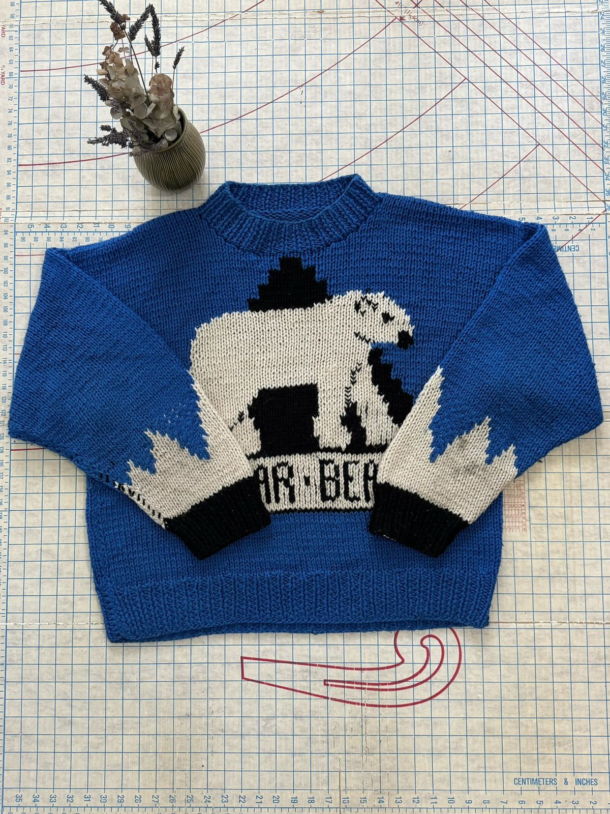 Vintage Vintage 60’s Polar Bear Hand Knit Sweater Fits XL Blue Size US XL / EU 56 / 4 - 4 Thumbnail