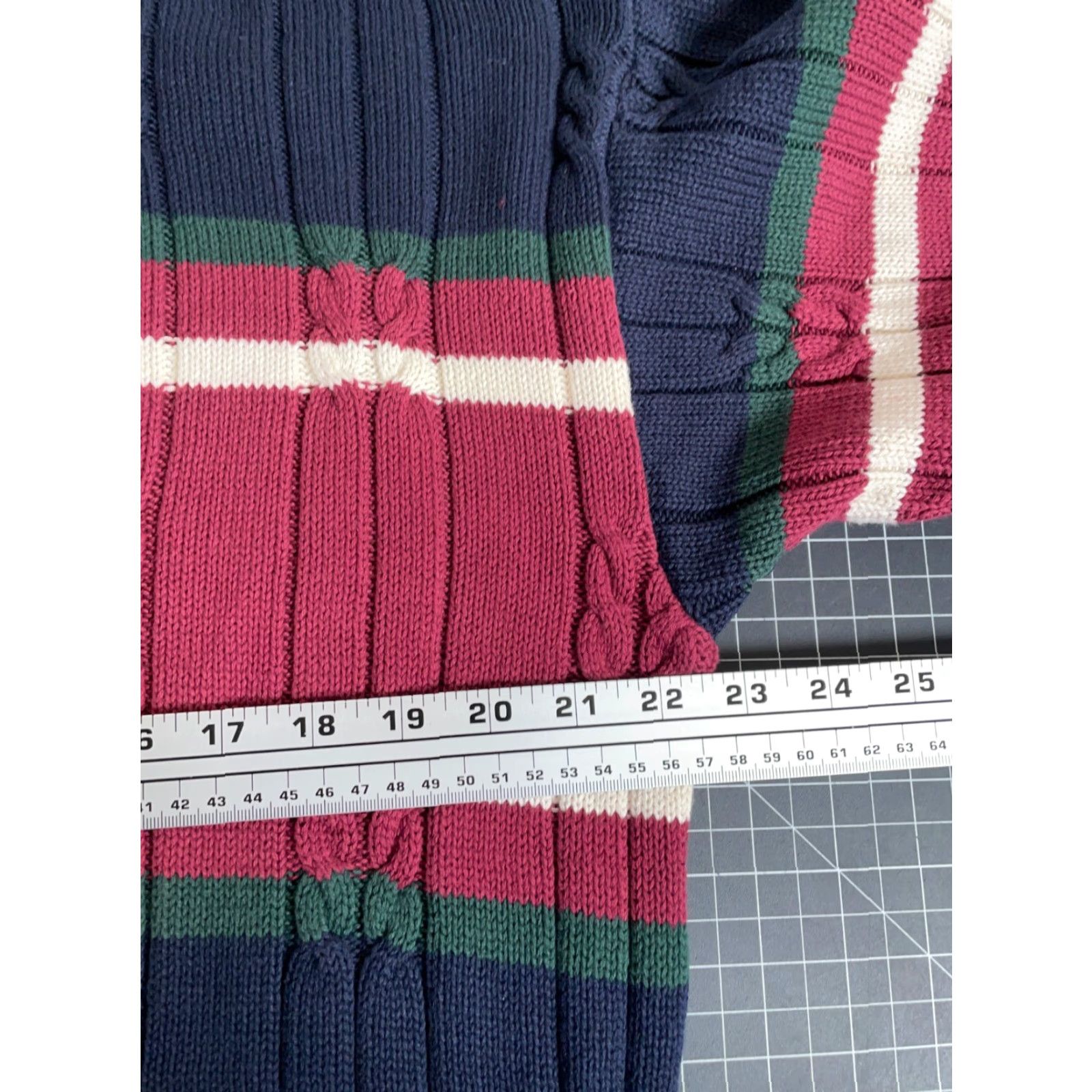 Vintage VINTAGE Y2K Chunky Knit Sweater Adult Large Blue Red Striped Cotton Retro Mens Size US L / EU 52-54 / 3 - 5 Thumbnail