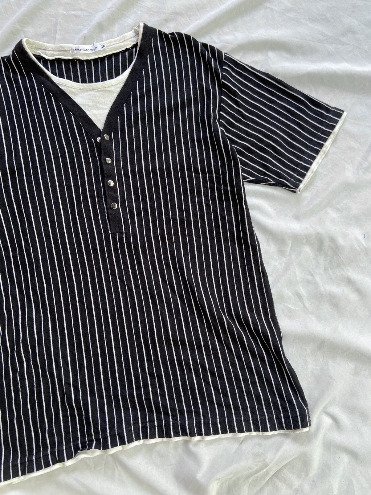 Hysteric Glamour DOUBLE LAYER SEMANTIC DESIGN STRIPED TEE SHIRT Size US L / EU 52-54 / 3 - 4 Thumbnail
