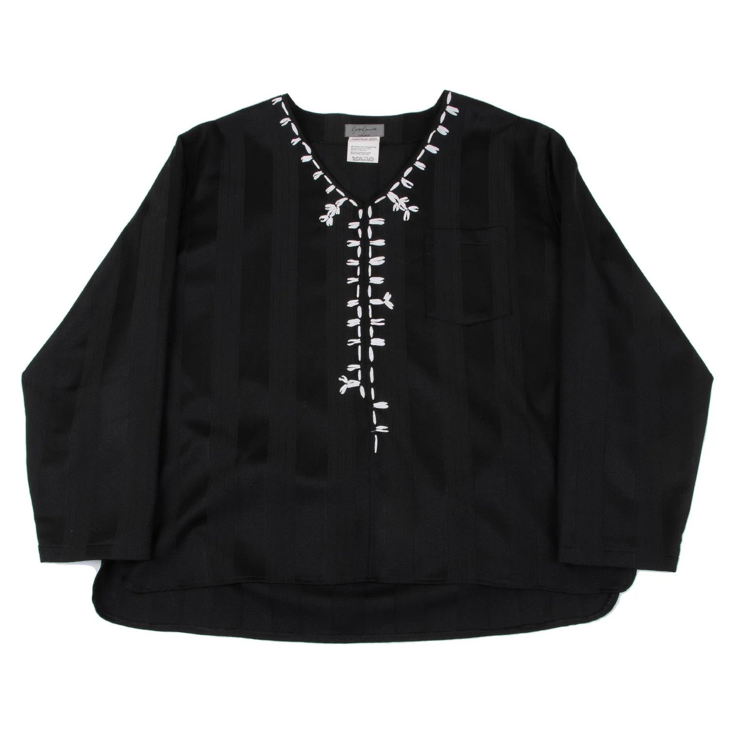 Yohji Yamamoto Yohji Yamamoto Stripe Jacquard V-Neck Top Size US M / EU 48-50 / 2 - 1 Thumbnail