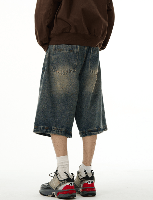 Vintage Retro men's straight distressed washed cargo denim shorts Size US 32 / EU 48 - 4 Thumbnail