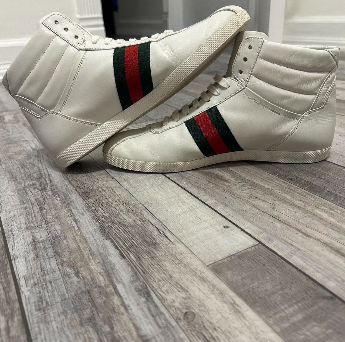 Gucci Gucci Leather Web High ‘white’ Size US 8 / EU 41 - 2 Thumbnail