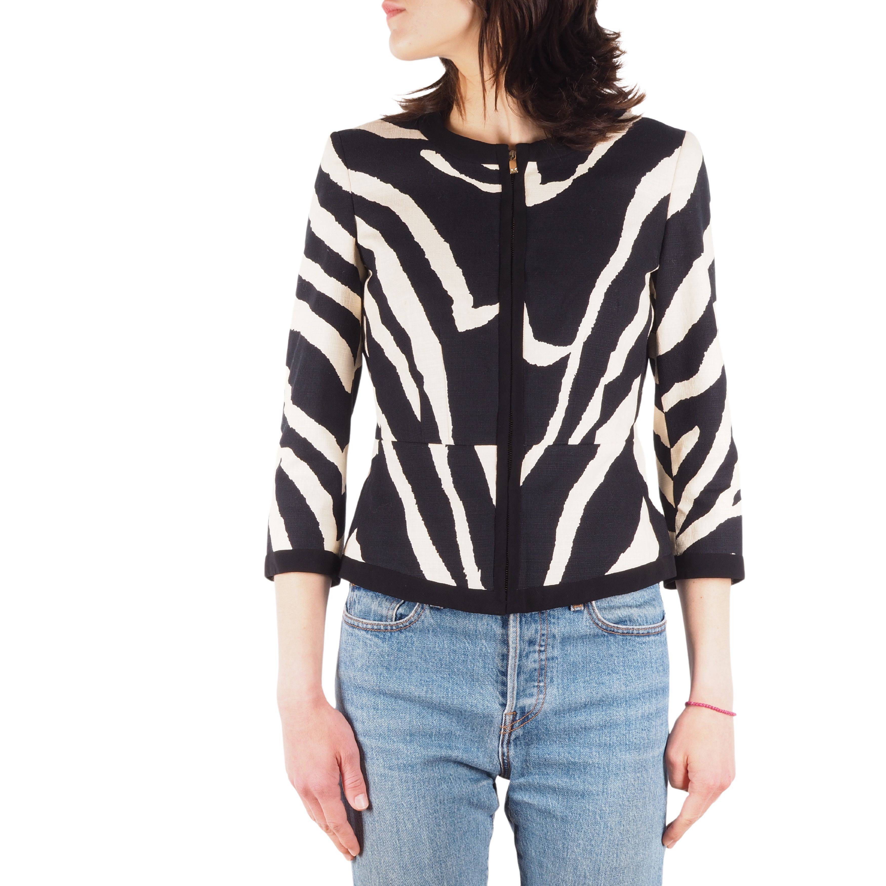 Max Mara Max Mara Studio Animal Zebra Print Zip Blazer Jacket Size M / US 6-8 / IT 42-44 - 1 Thumbnail