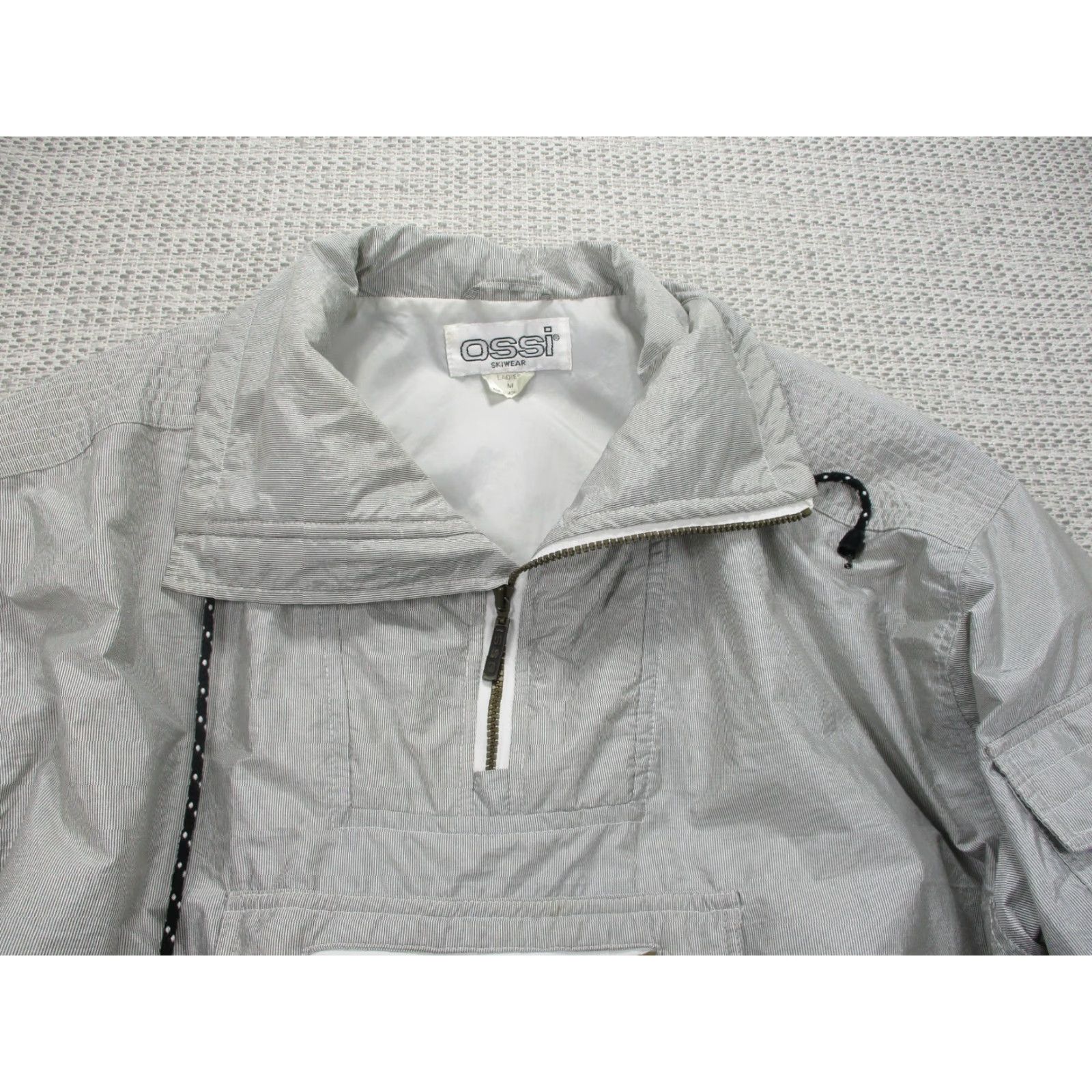 Vintage VINTAGE OSSI Skiwear Jacket Womens M Front Pouch Stand Up Collar Gray Striped 1/4 Zip Pocket Wind-Resistant Insulated Size M / US 6-8 / IT 42-44 - 5 Thumbnail