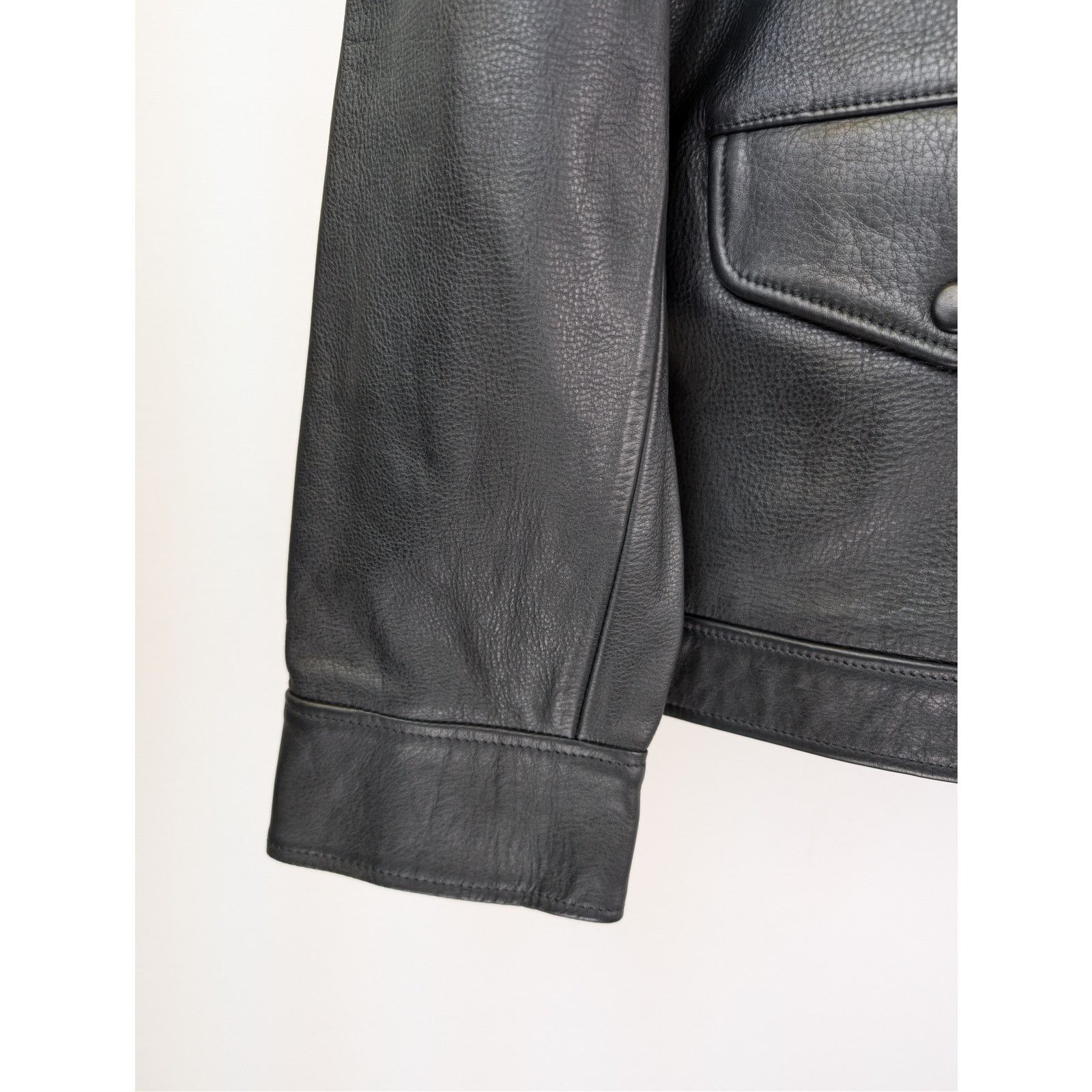 Officine Generale o1rshd1 Dafoe Bomber Grained Leather Jacket in Black Size US M / EU 48-50 / 2 - 5 Thumbnail