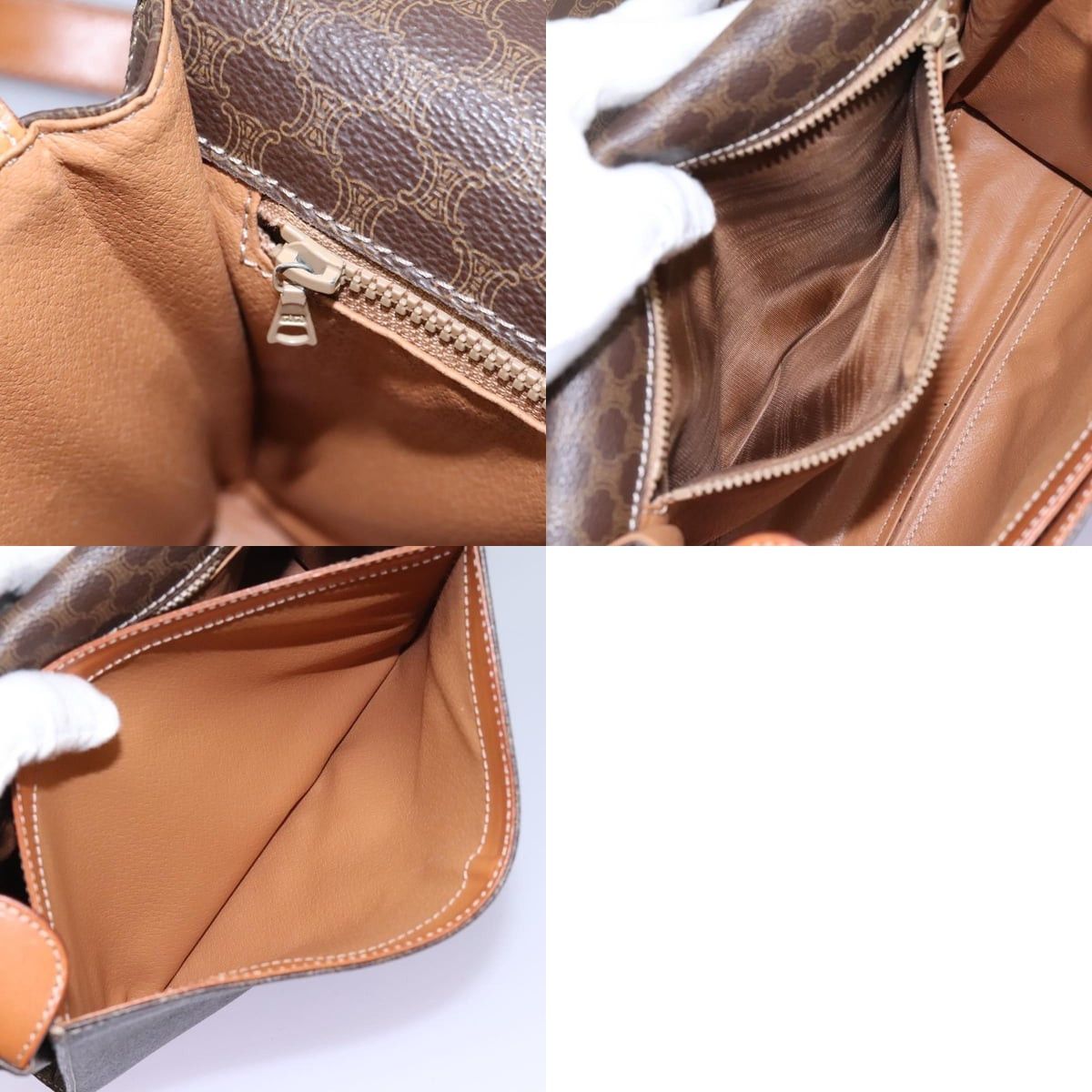 Celine CELINE Macadam Canvas Shoulder Bag Pvc Leather Brown Gold Size ONE SIZE - 13 Thumbnail