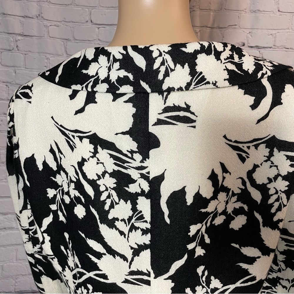 Other New Teri Jon By Rickie Freeman Wool Black White Floral Jack Size L / US 10 / IT 46 - 6 Thumbnail