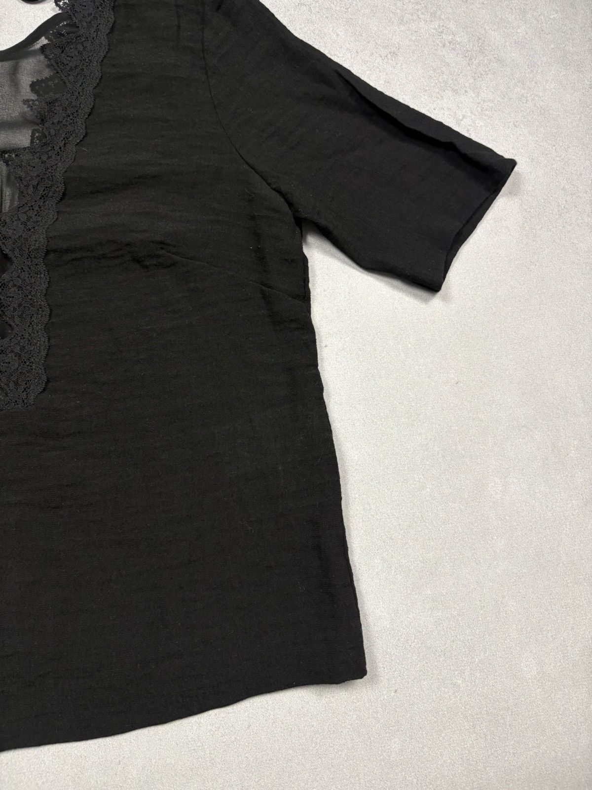 Sandro Sandro Paris Black Lace Sheer Blouse Top Short Sleeve Size M Size M / US 6-8 / IT 42-44 - 8 Thumbnail