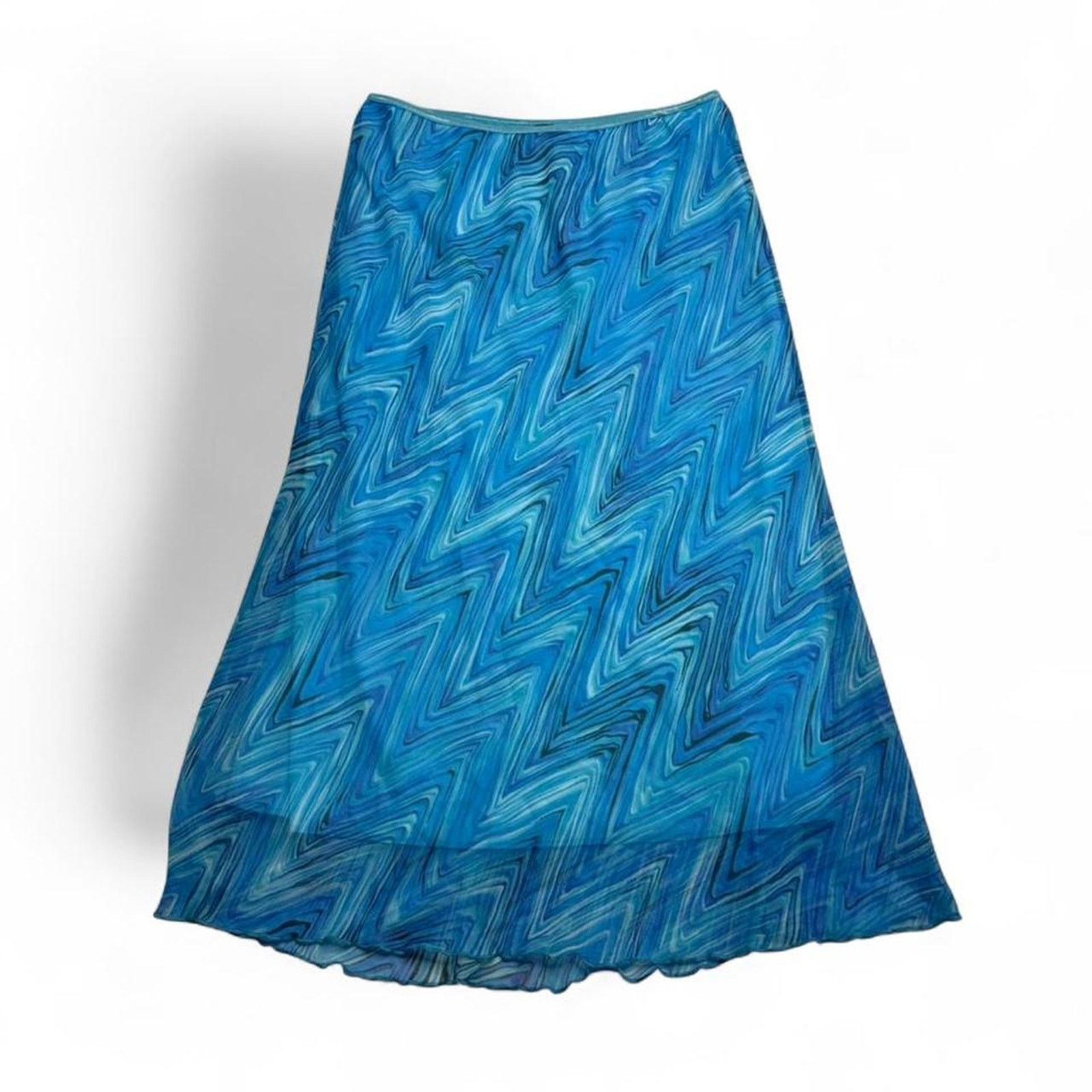 Other Wrapper 2000s Y2K Maxi Fairy core skirt blue pattern size L Size 34" / US 12 / IT 48 - 3 Thumbnail