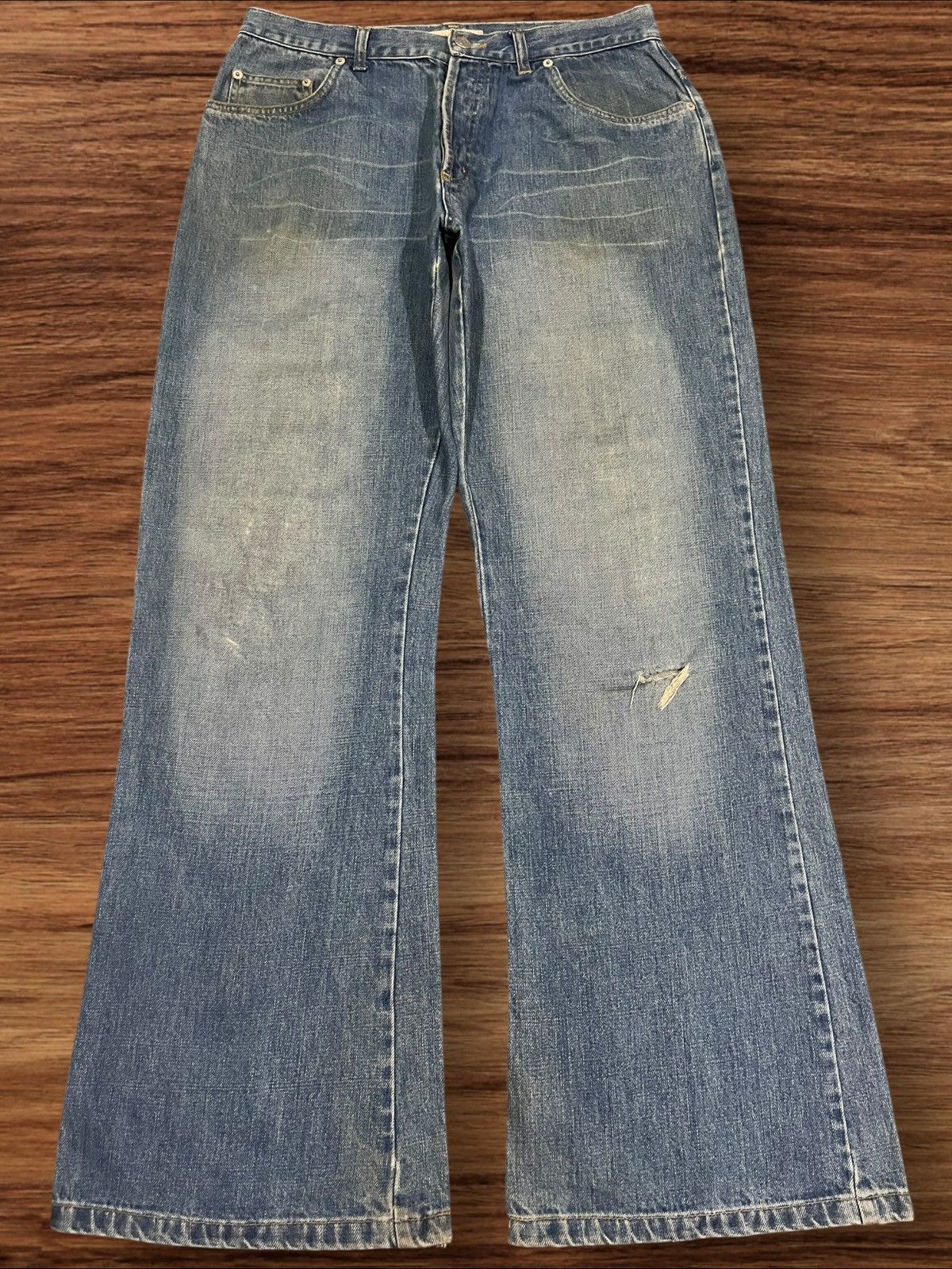 Diesel × Vintage ⚡️Flare⚡️Vintage Diesel “D” Button Fly Blue Washed Jeans Size US 32 / EU 48 - 1 Thumbnail