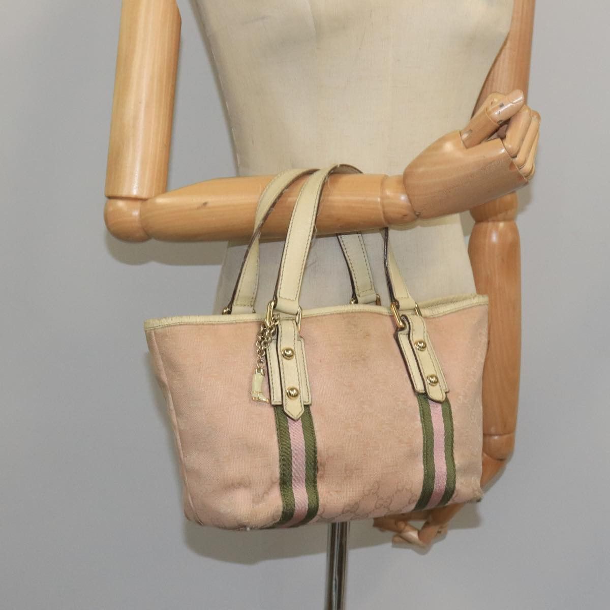 Gucci GUCCI GG Canvas Hand Bag Pink Cream Gold Size ONE SIZE - 21 Thumbnail