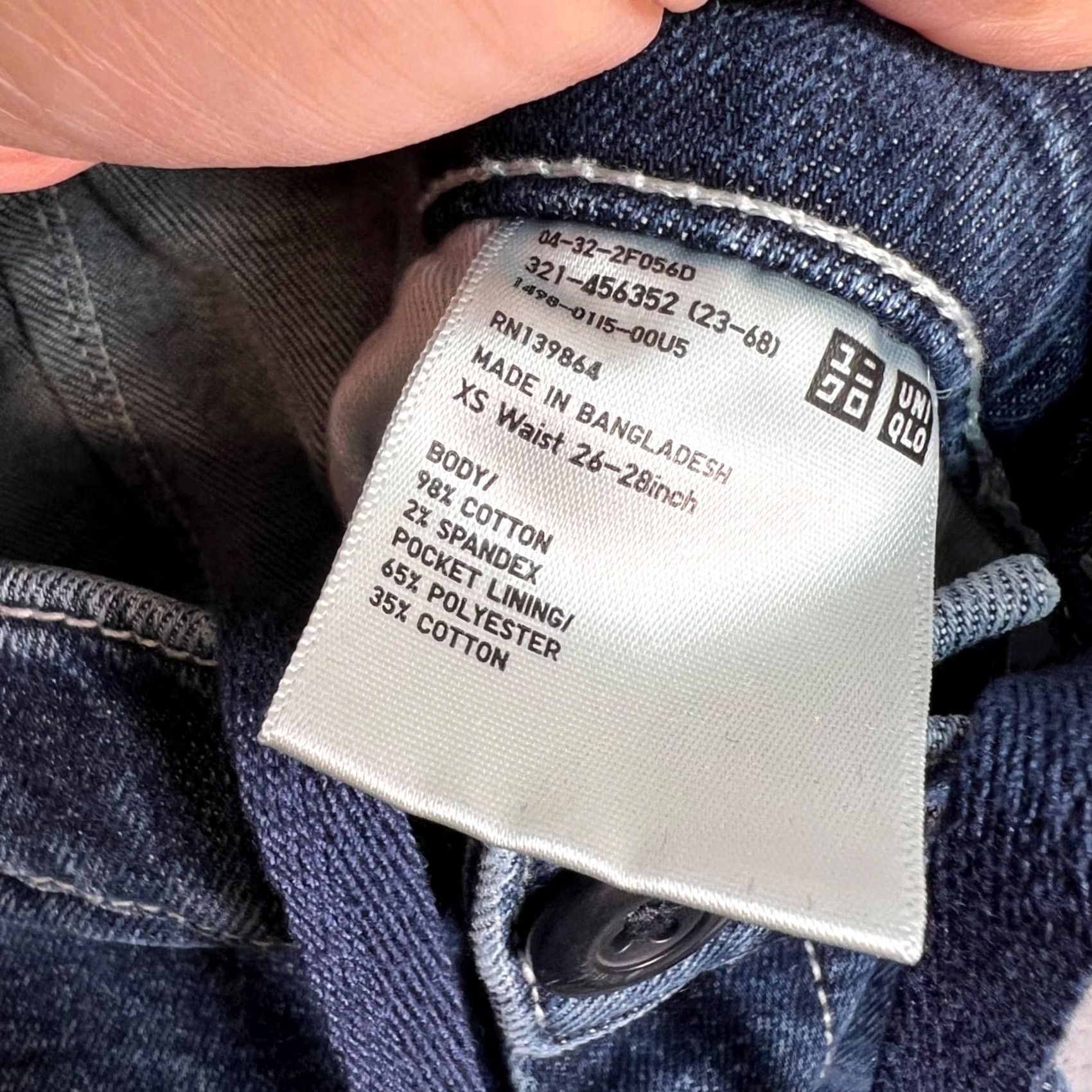 Uniqlo Uniqlo Jeans XS 27 Inseam Blue Denim Drawstring 5-Pocket Tapered Mens Regular Shoes? Size US 27 - 3 Thumbnail
